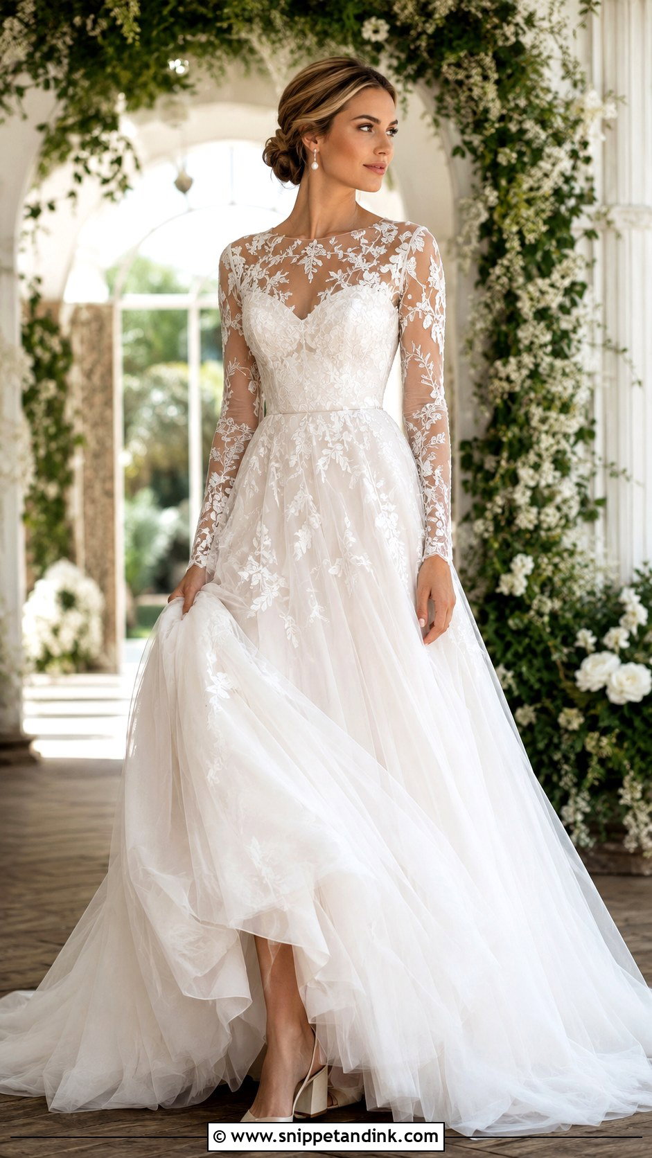 Long Sleeve Tulle Wedding Dress - Snippet and Ink - 20 Fluffy Wedding Dresses