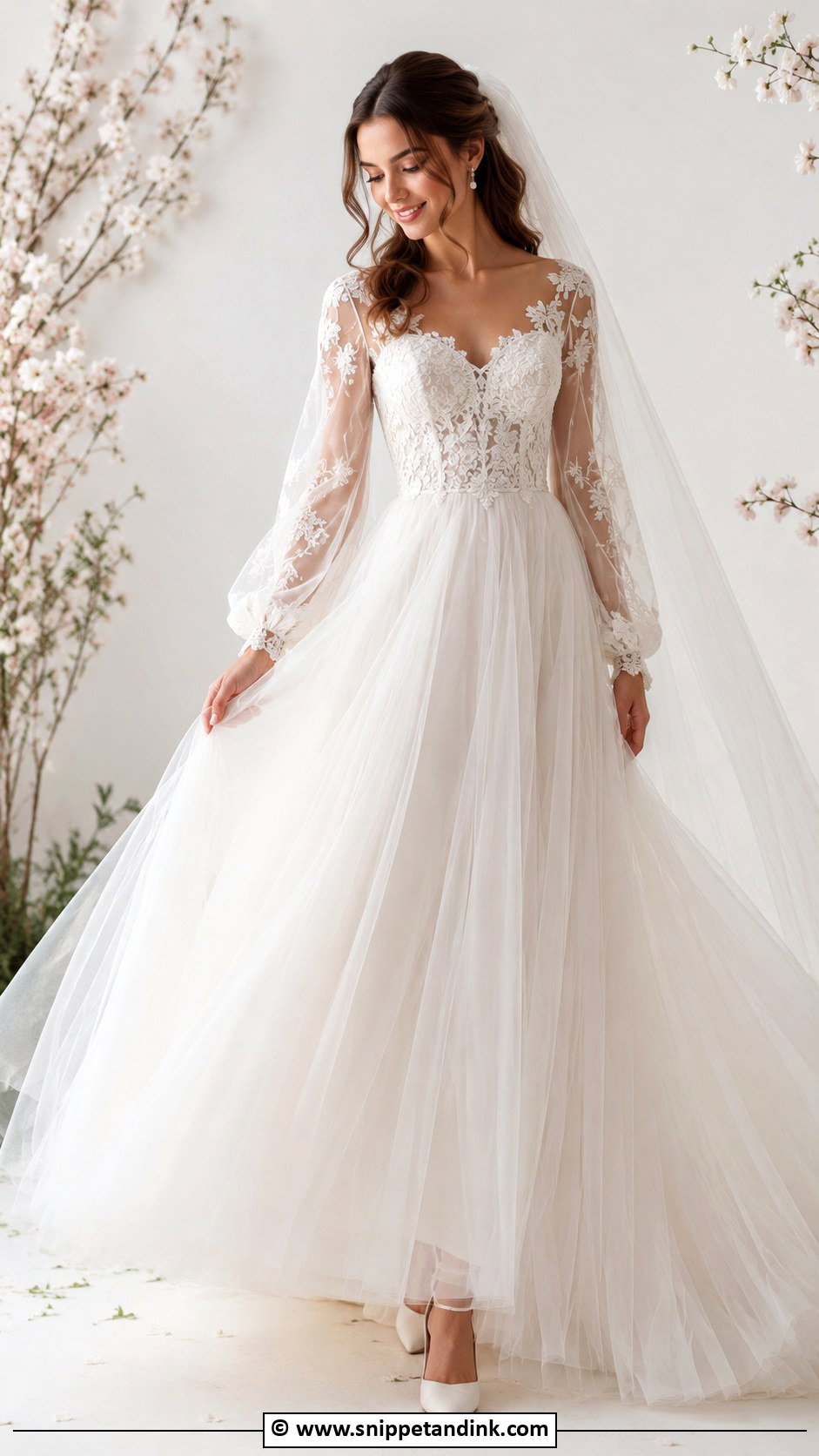 Long Sleeve Tulle Wedding Dress - Snippet and Ink - 30 Conservative Wedding Dress Ideas