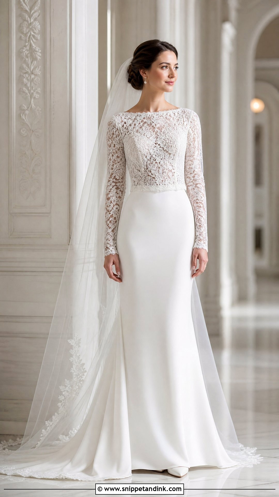 Long Sleeve Two Piece Wedding Dress - Snippet and Ink - 20 Two Part Wedding Dress Ideas