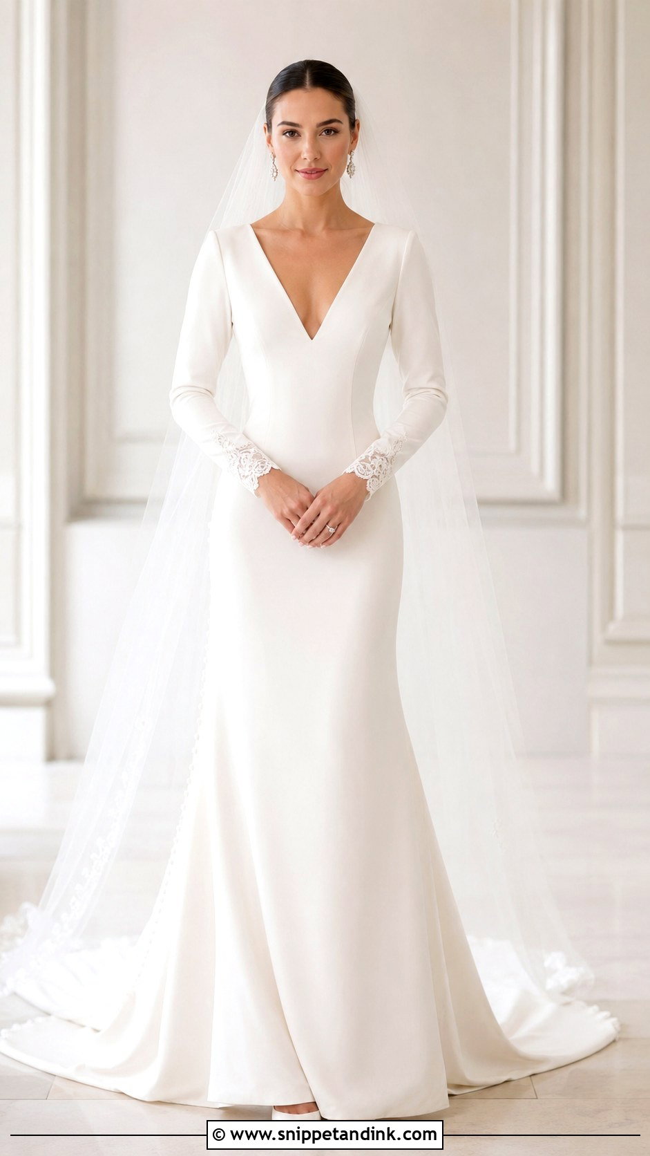 Long Sleeve V Cut Wedding Dress - Snippet and Ink - 20 V Cut Wedding Dress Ideas