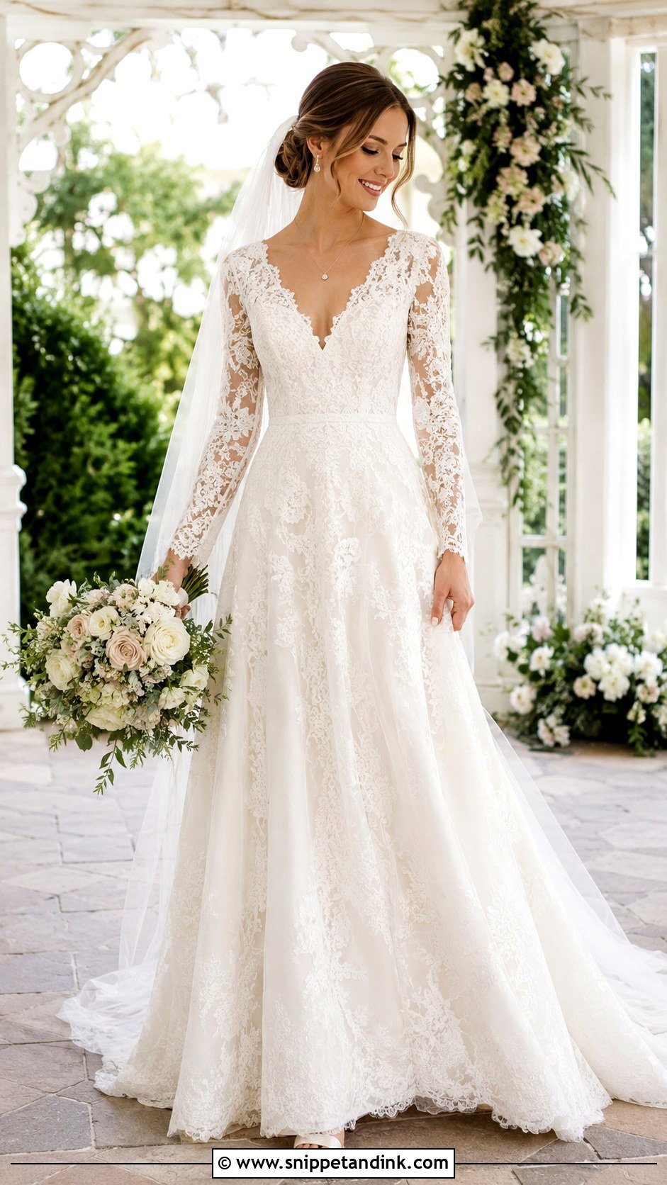 Long Sleeve V Neck Wedding Dress - Snippet and Ink - 20 Long Sleeved Wedding Dresses