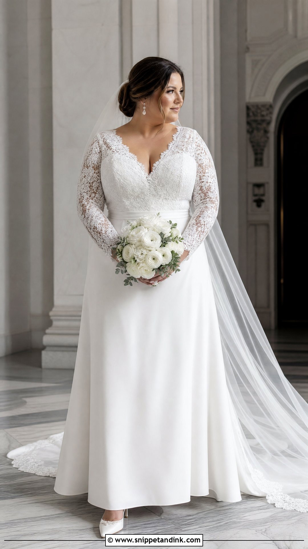 Long Sleeve V Neck Wedding Dress - Snippet and Ink - 25 Wedding Dresses for Big Busts
