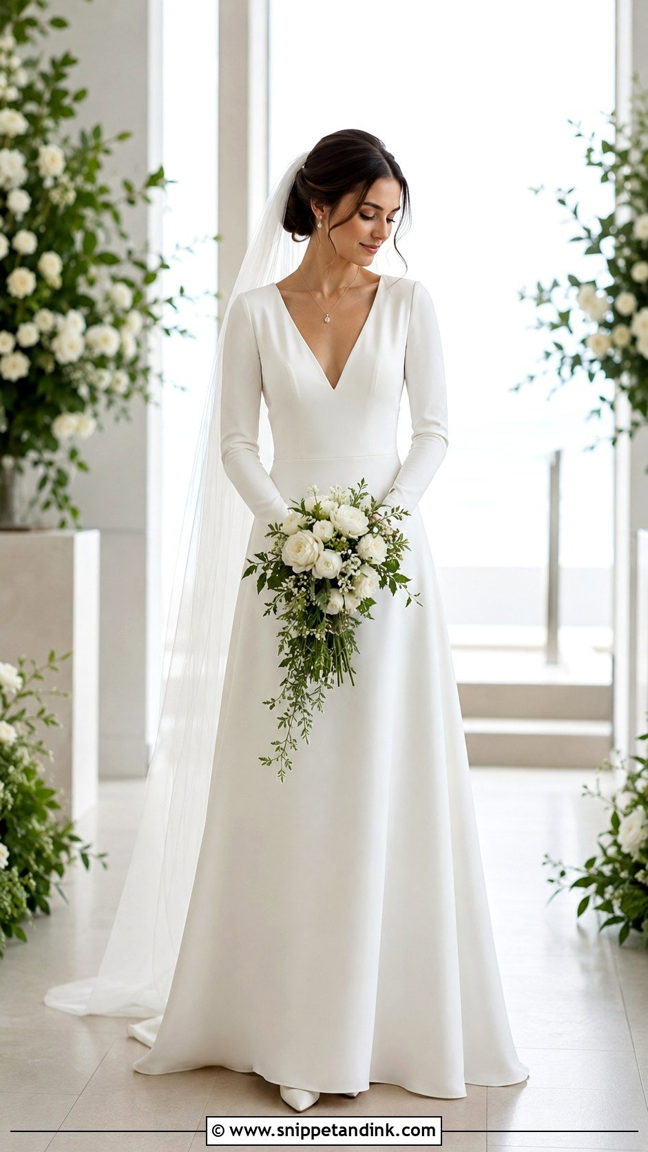 Long Sleeve V Neck Wedding Dress - Snippet and Ink - 20 Best Wedding Dresses Long Sleeves