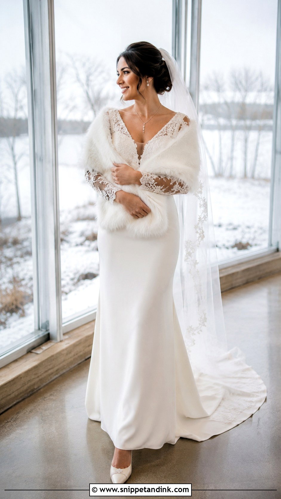 Long Sleeve V Neck Winter Wedding Dress - Snippet and Ink - 20 Long Sleeve Winter Wedding Dress Ideas