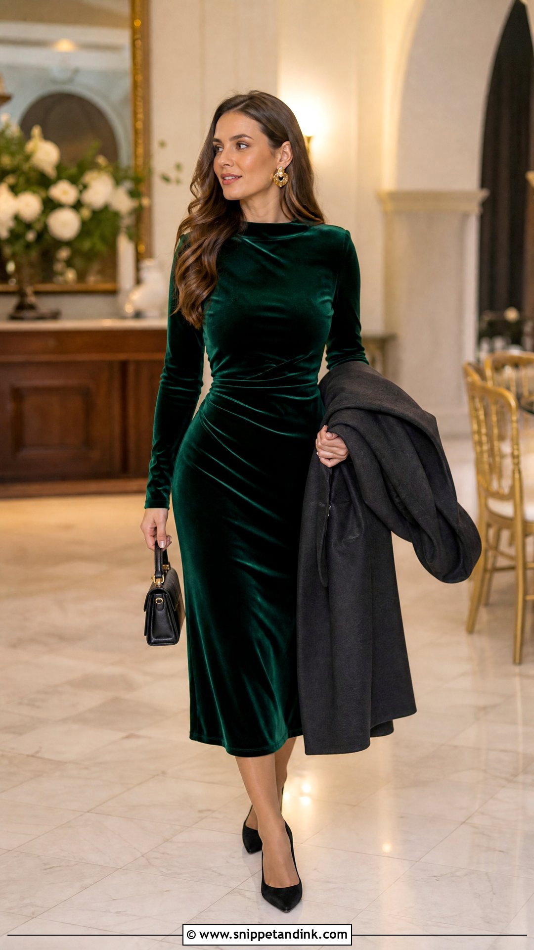 Long Sleeve Velvet Dress for a Friends Wedding - Snippet and Ink - 25 Dress for Friends Wedding Ideas