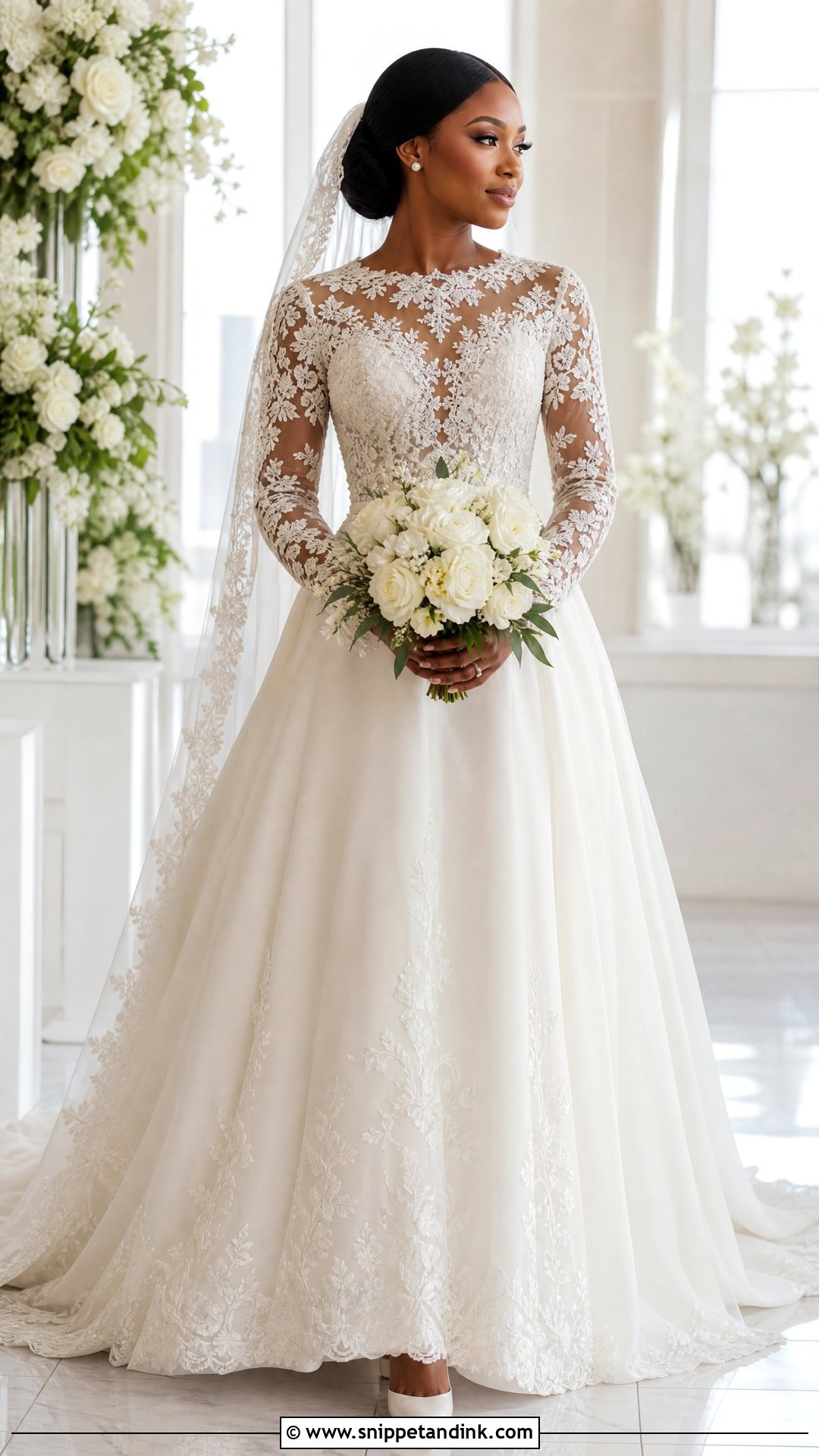 Long Sleeve Wedding Dress - Snippet and Ink - 20 Wedding Dresses for Black Women