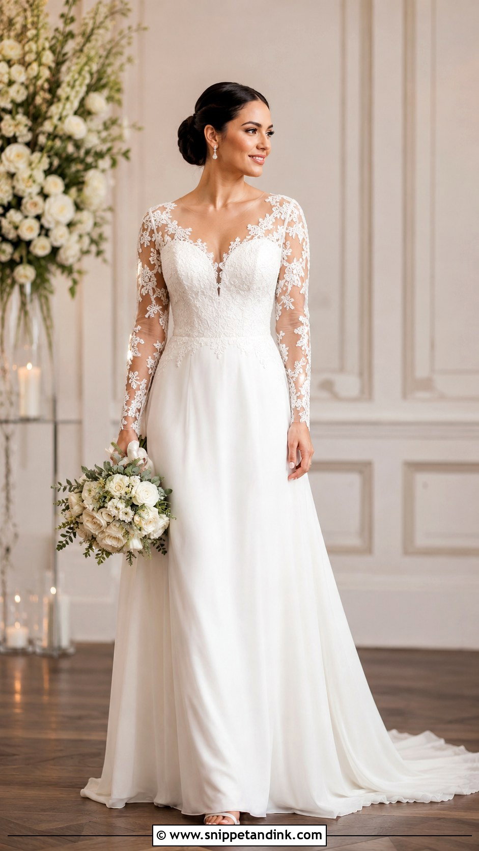 Long Sleeve Wedding Dress For Mid Size Bride - Snippet and Ink - 25 Mid Size Bride Ideas