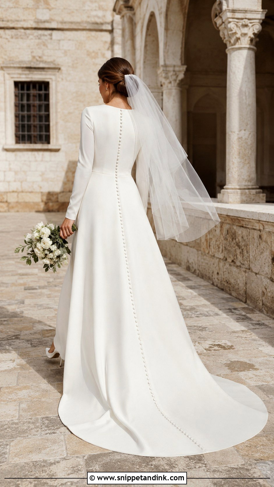 Long Sleeve Wedding Dress With Back Buttons - Snippet and Ink - 20 Long Sleeve Minimalist Wedding Dress Ideas
