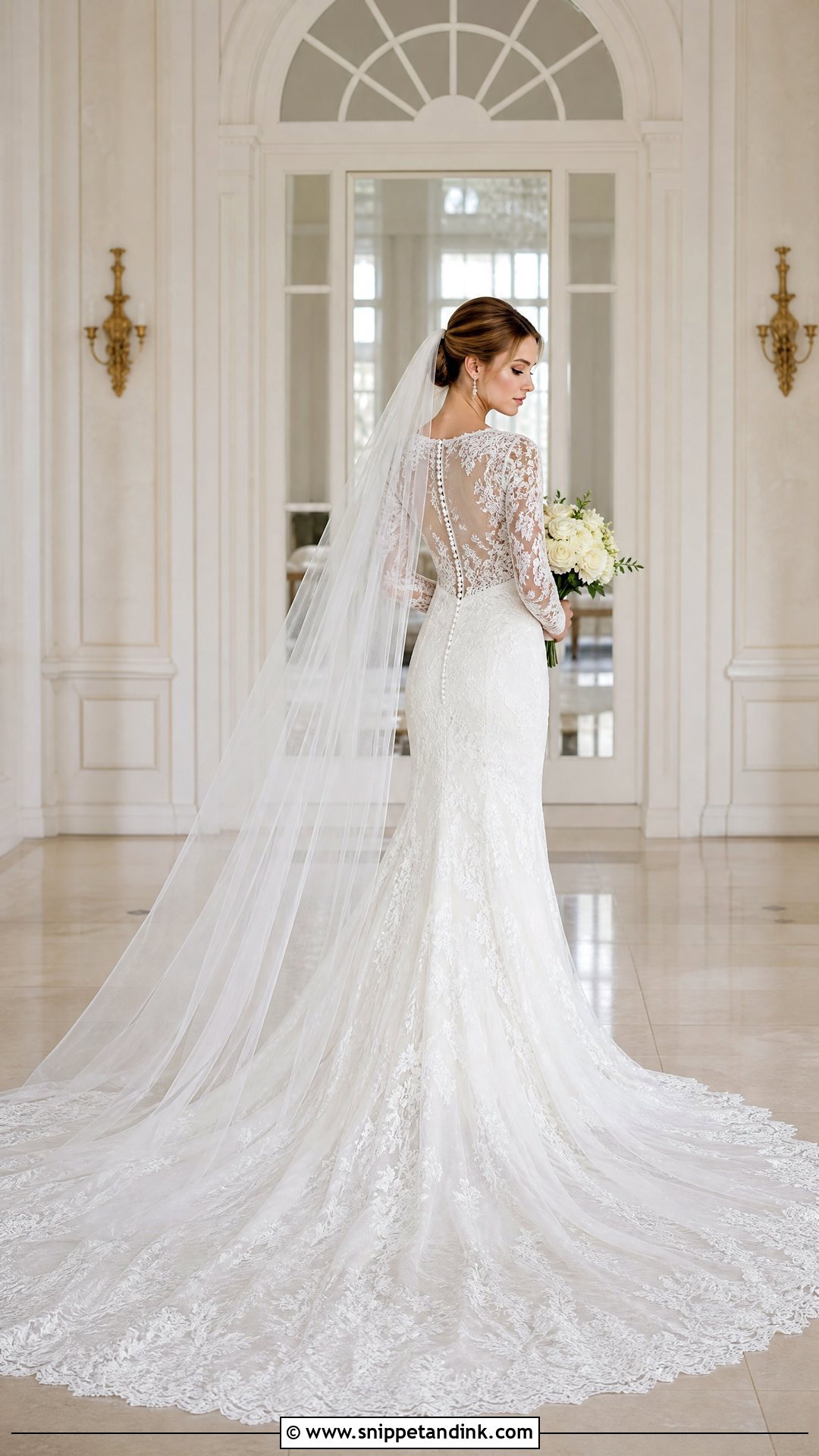 Long Sleeve Wedding Dress With Cathedral Train - Snippet and Ink - 25 Wedding Dress with Train Ideas