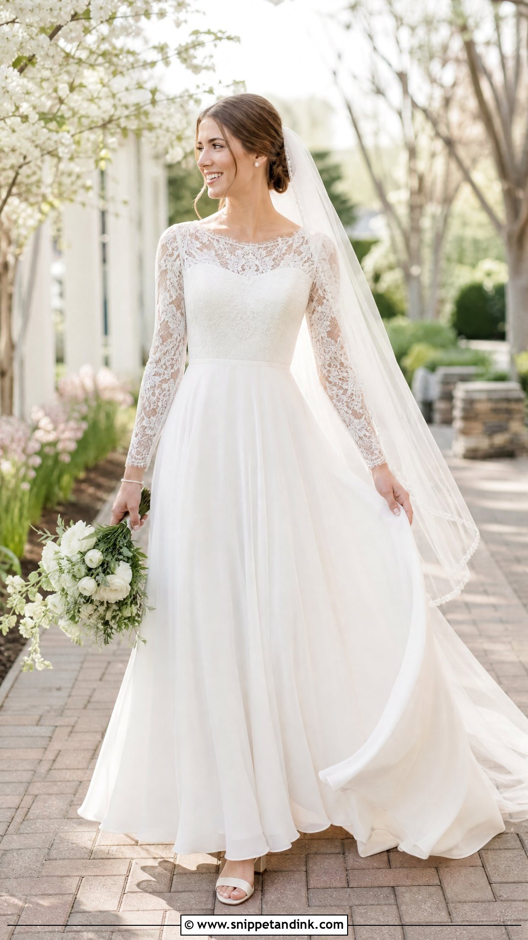 Long Sleeve Wedding Dress With Chiffon Skirt - Snippet and Ink - 20 Wedding Dress with Skirt Ideas
