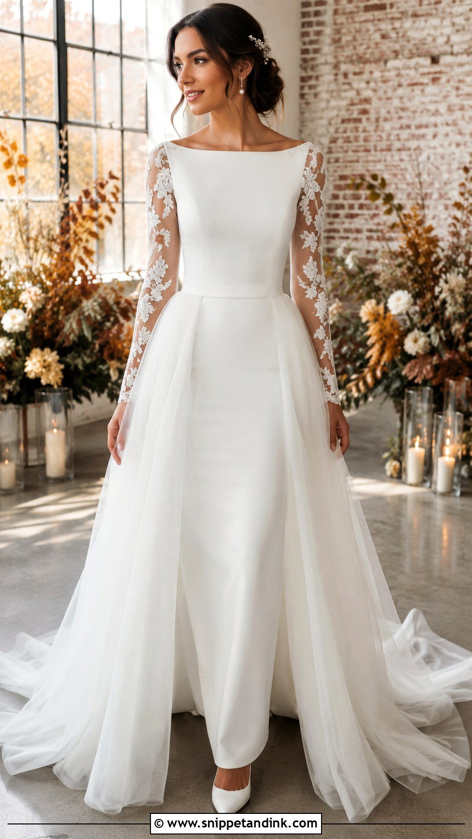 Long Sleeve Wedding Dress With Detachable Skirt - Snippet and Ink - 20 Wedding Dresses with Detachable Skirt