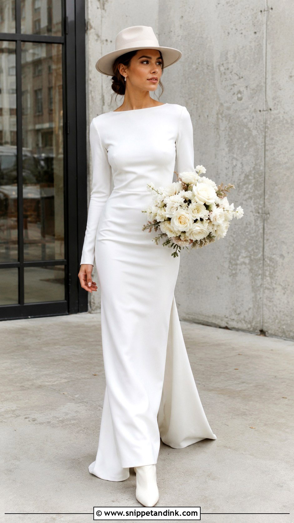 Long Sleeve Wedding Dress With Fedora - Snippet and Ink - 20 Wedding Dress with Hat Ideas