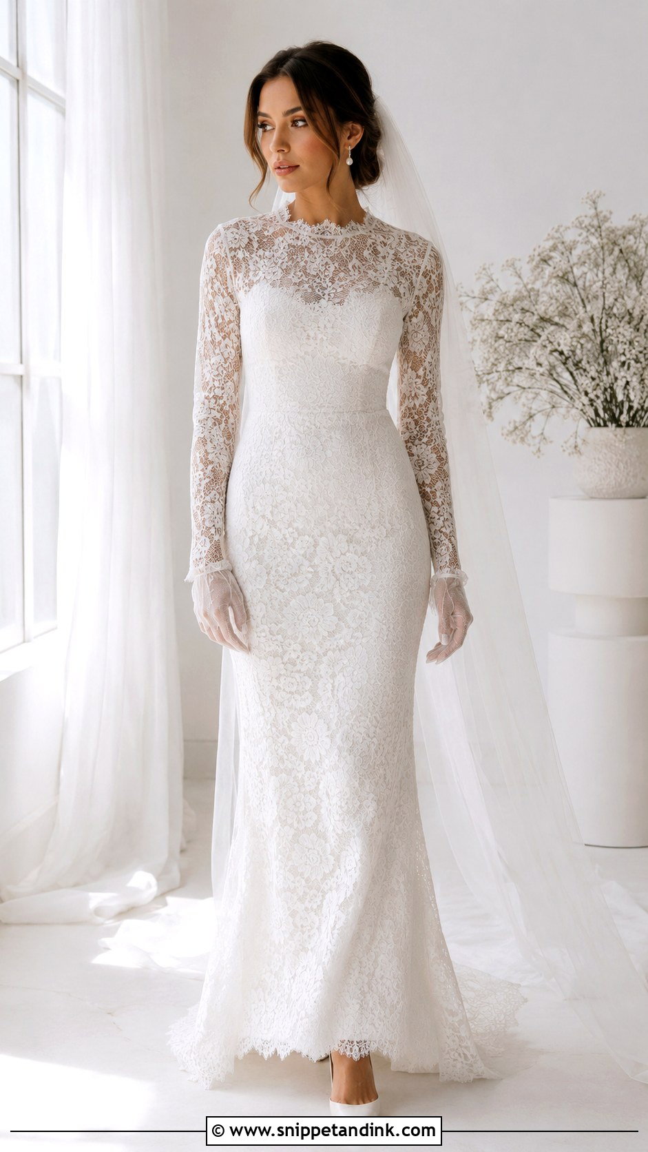Long Sleeve Wedding Dress With Gloves - Snippet and Ink - 25 Wedding Dresses with Gloves