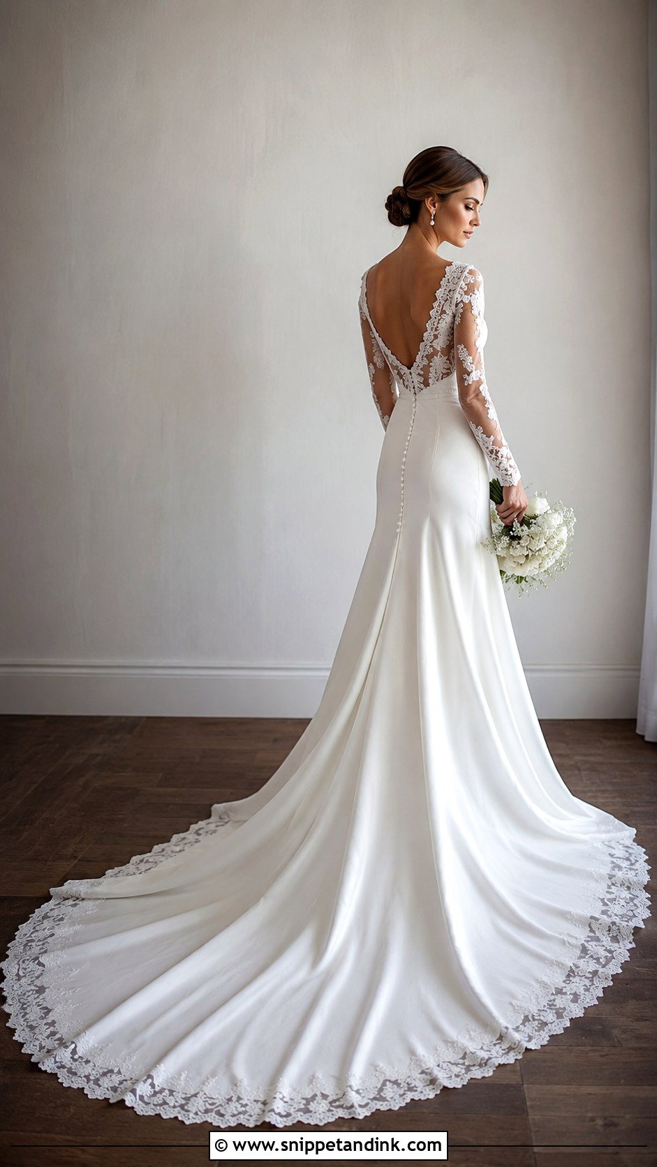 Long Sleeve Wedding Dress With Long Train - Snippet and Ink - 25 Long Train Wedding Dress Ideas