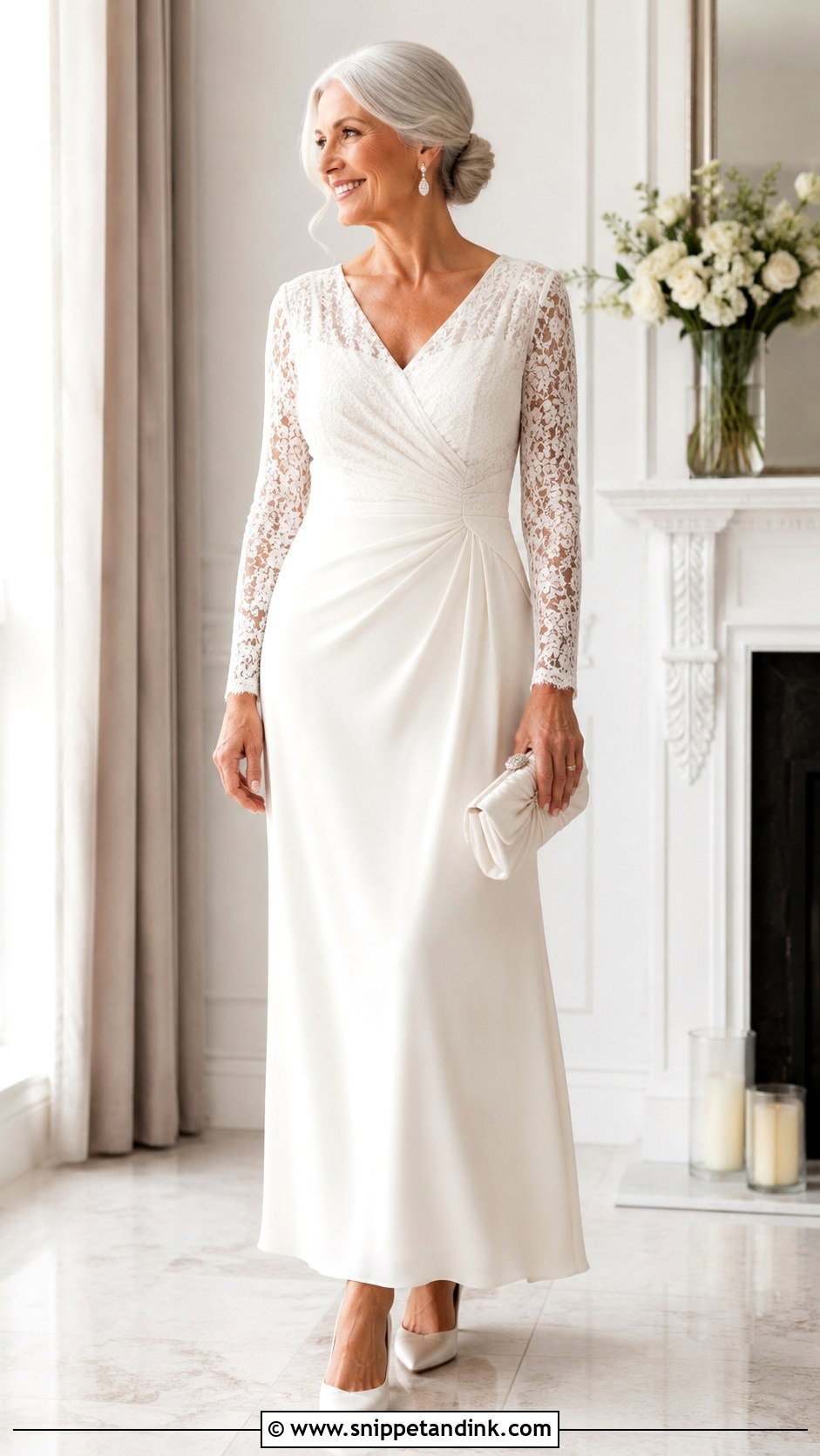 Long Sleeve Wedding Dress With Low Pumps - Snippet and Ink - 20 Casual Wedding Dress for Second Marriage Older Bride Ideas