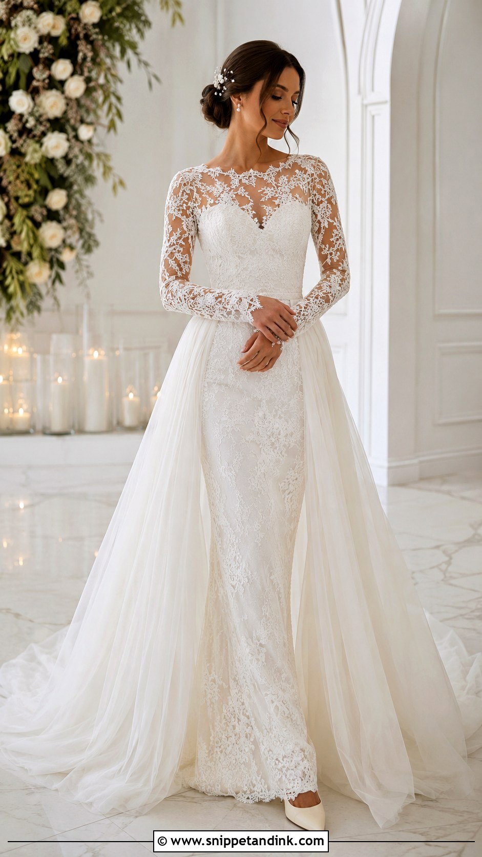 Long Sleeve Wedding Dress With Overskirt - Snippet and Ink - 25 Overskirt Wedding Dress Ideas
