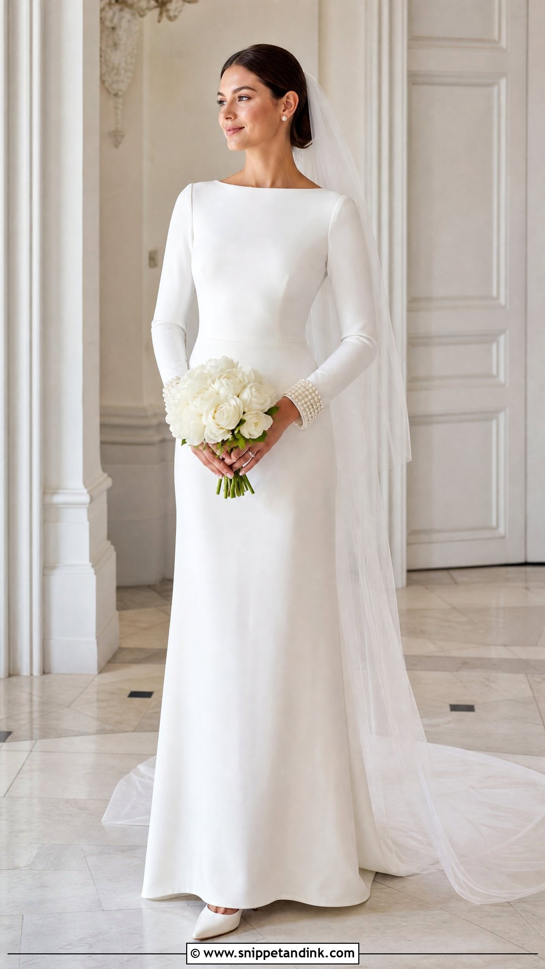 Long Sleeve Wedding Dress With Pearl Cuffs - Snippet and Ink - 20 Simple Wedding Dress with Pearls Ideas