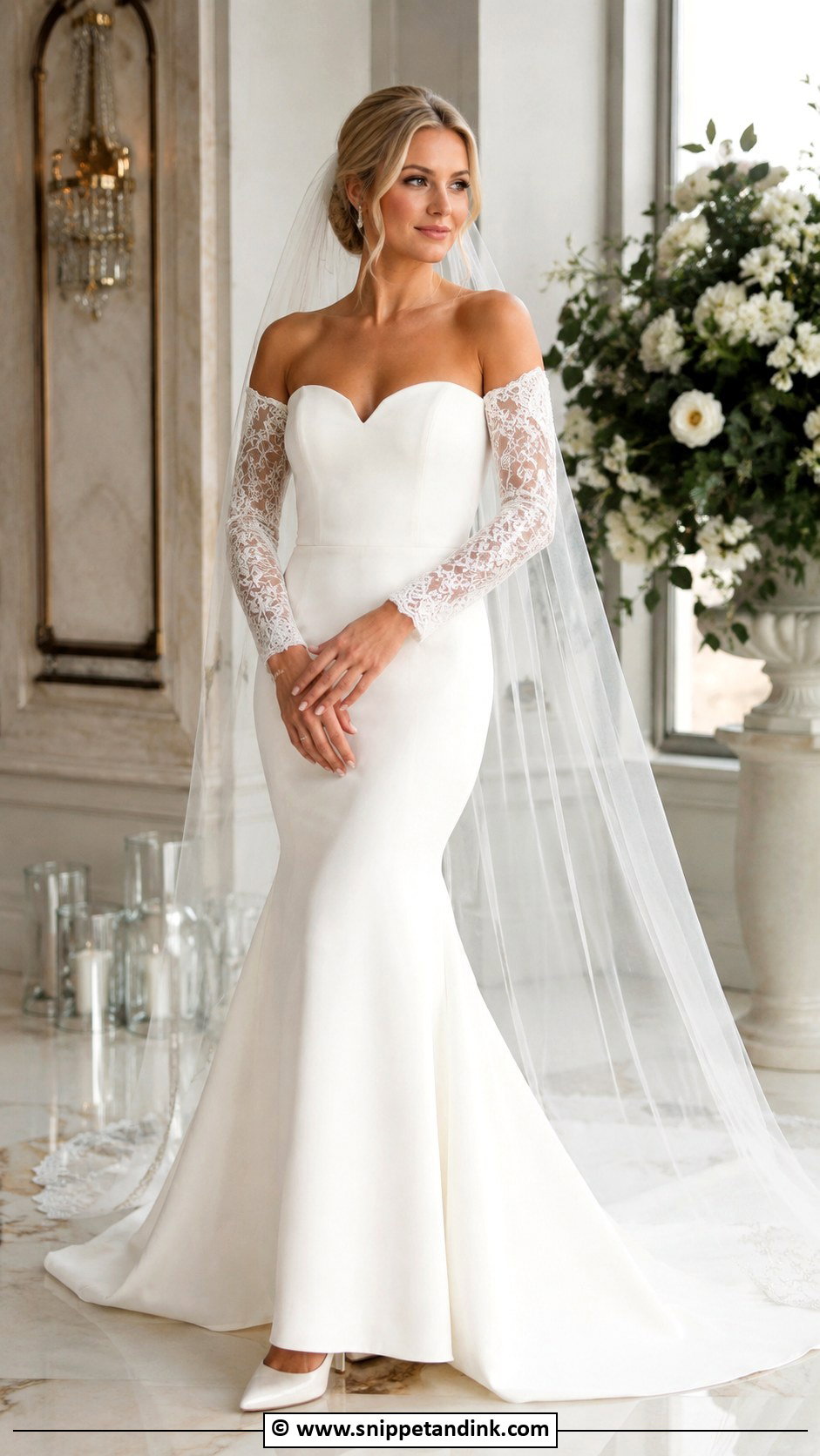 Long Sleeve Wedding Dress With Removable Sleeves - Snippet and Ink - 30 2 in 1 Wedding Dress Ideas
