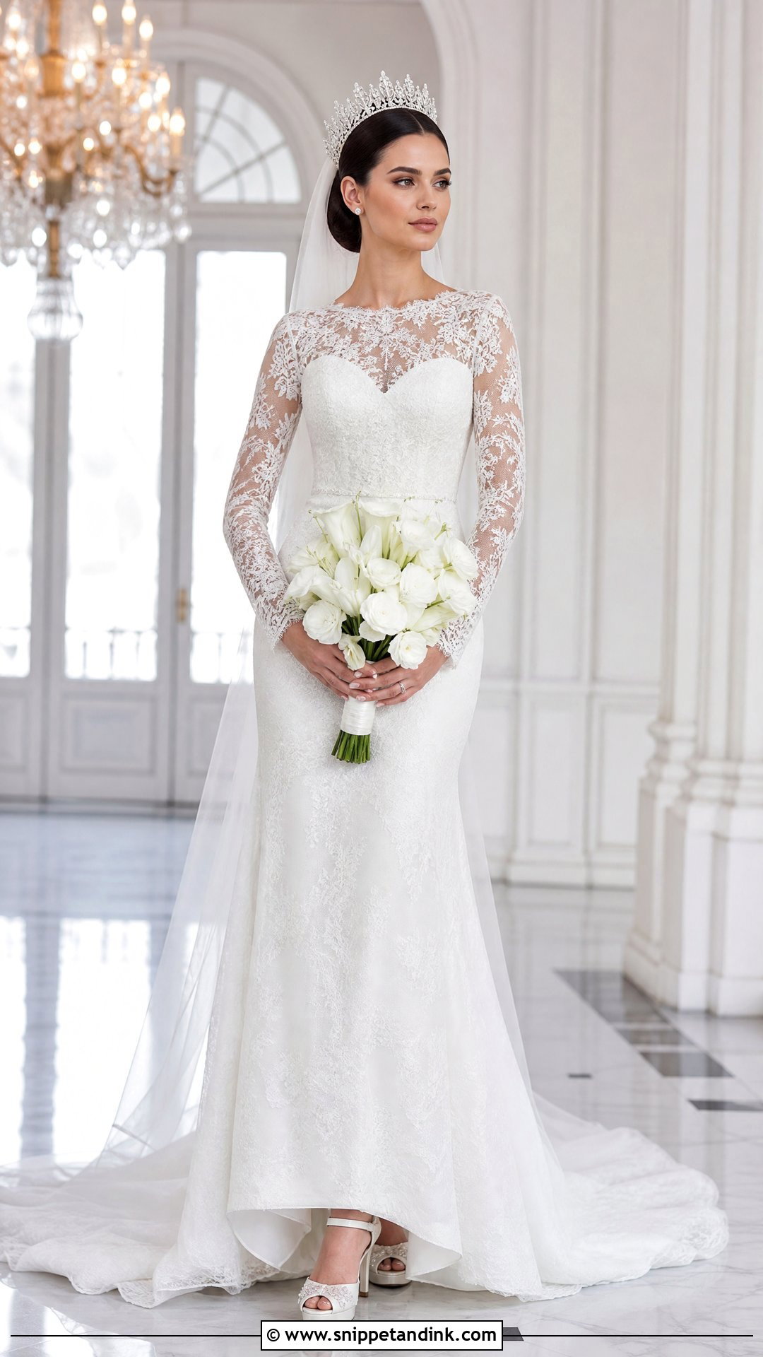 Long Sleeve Wedding Dress With Royal Crown - Snippet and Ink - 20 Wedding Dress with Crown Ideas