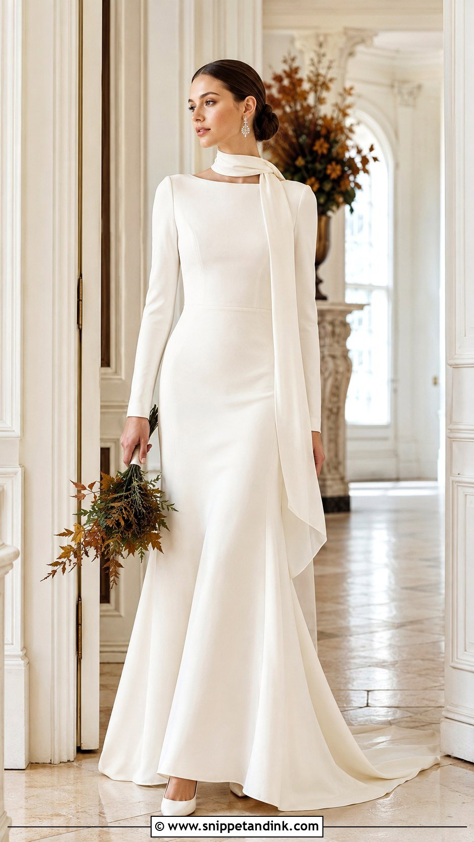 Long Sleeve Wedding Dress With Scarf - Snippet and Ink - 20 Wedding Dresses with Scarf