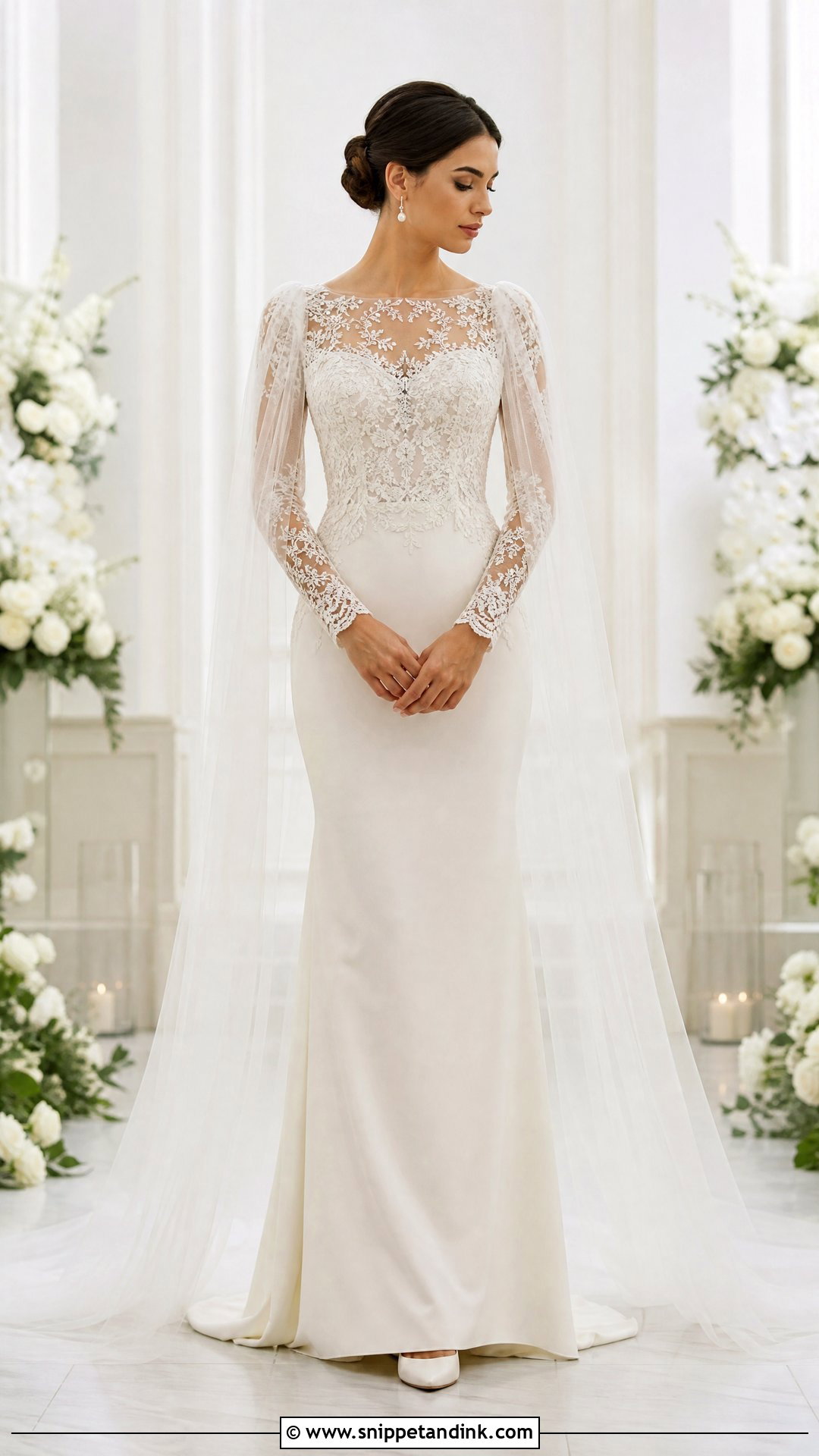 Long Sleeve Wedding Dress With Sheer Wings - Snippet and Ink - 20 Wedding Dress Wings Ideas