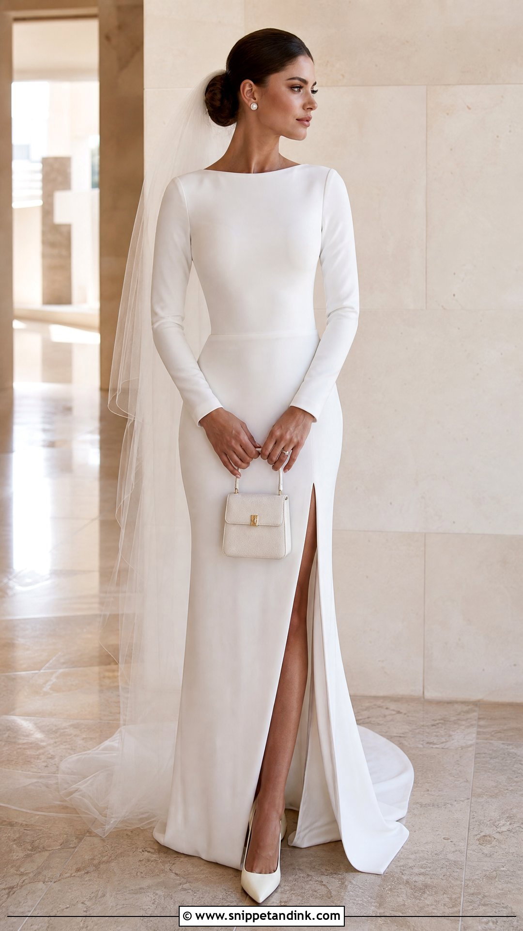 Long Sleeve Wedding Dress With Side Split - Snippet and Ink - 20 Wedding Dress with Split Ideas