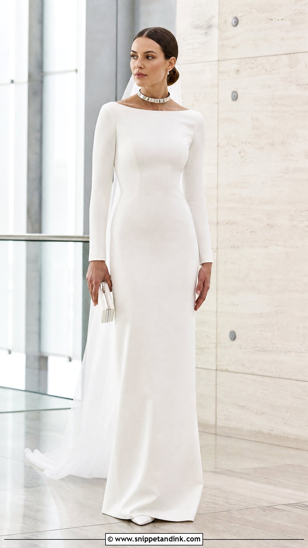 Long Sleeve Wedding Dress With Silver Choker - Snippet and Ink - 20 Wedding Dress with Choker Ideas