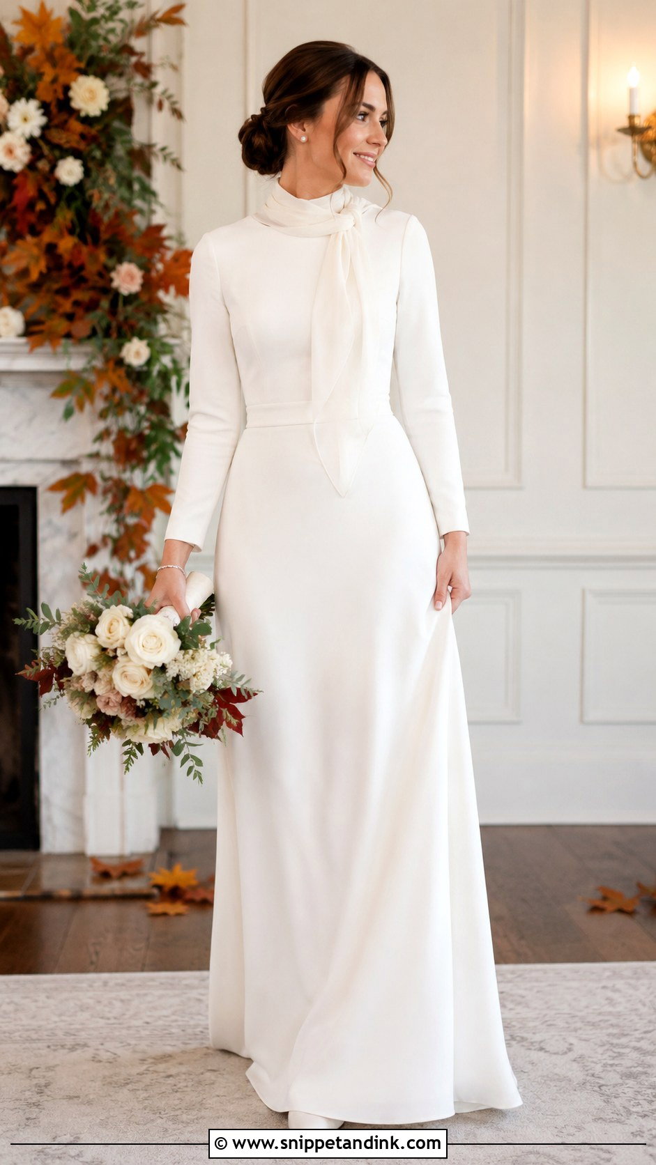 Long Sleeve Wedding Dress With Soft Scarf - Snippet and Ink - 30 Wedding Dress with Scarf Ideas