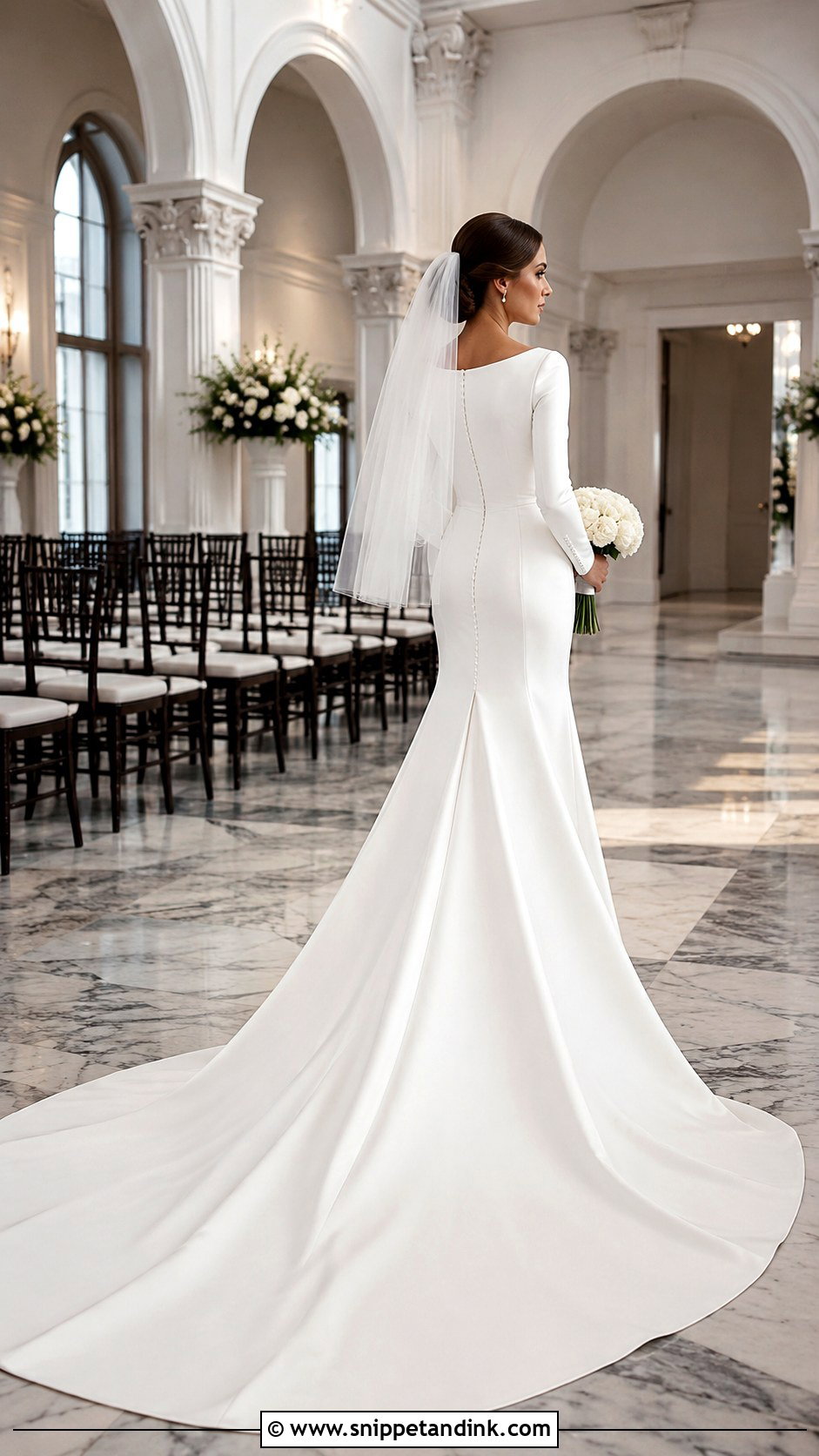 Long Sleeve Wedding Dress With Train - Snippet and Ink - 20 Long Sleeve Minimalist Wedding Dress Ideas