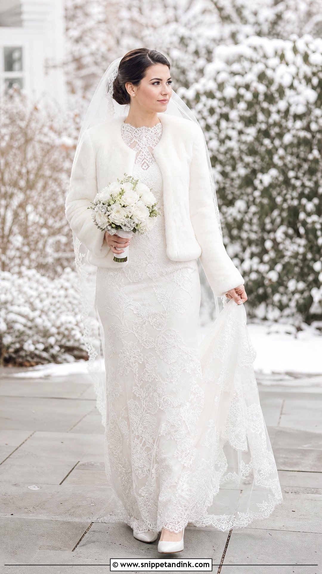 Long Sleeve Wedding Dress With White Fur Coat - Snippet and Ink - 20 Wedding Dress with Fur Coat Ideas