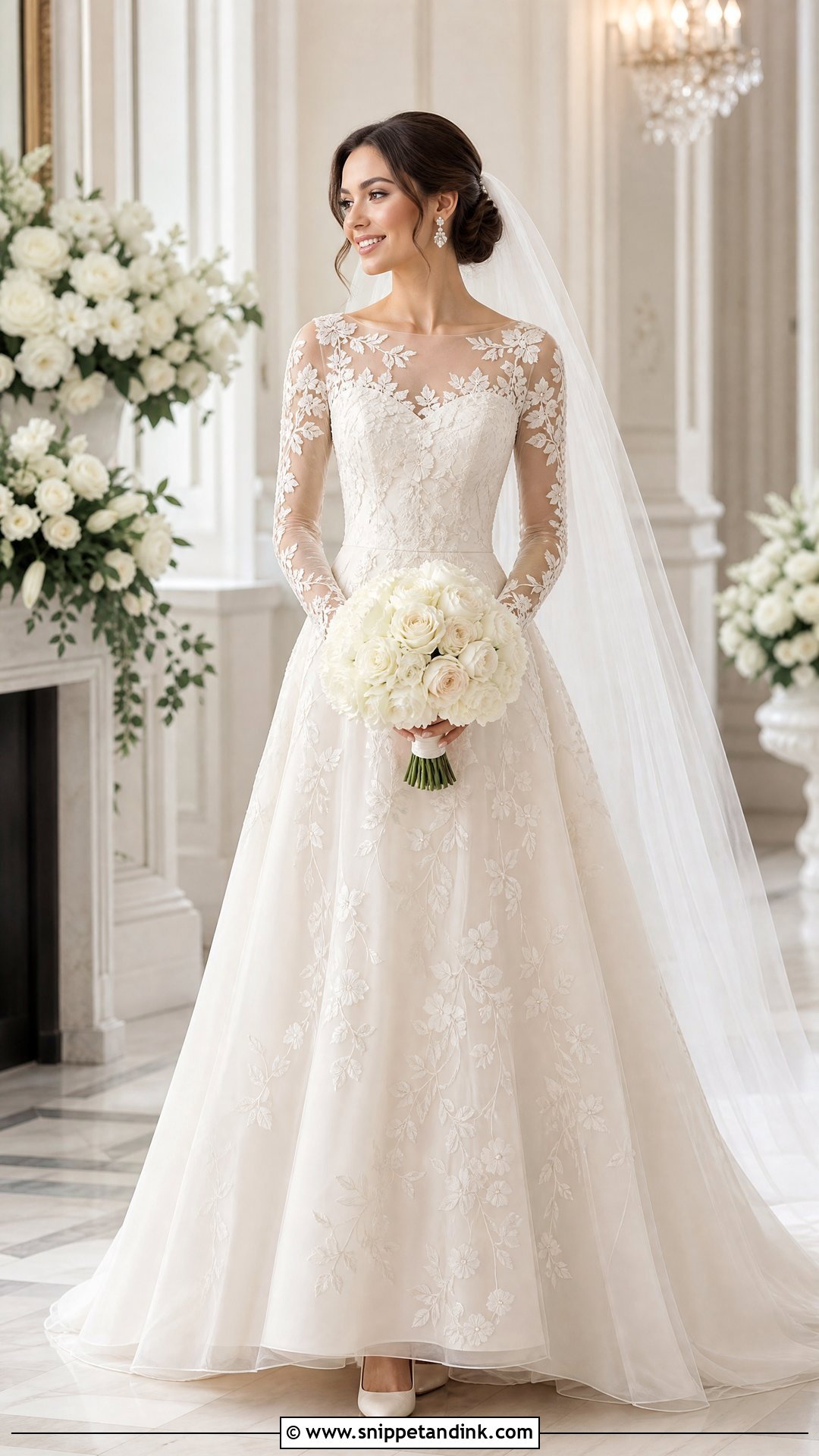 Long Sleeve Wedding Dress with Flower Embroidery - Snippet and Ink - 20 Wedding Dress with Flower Embroidery Ideas