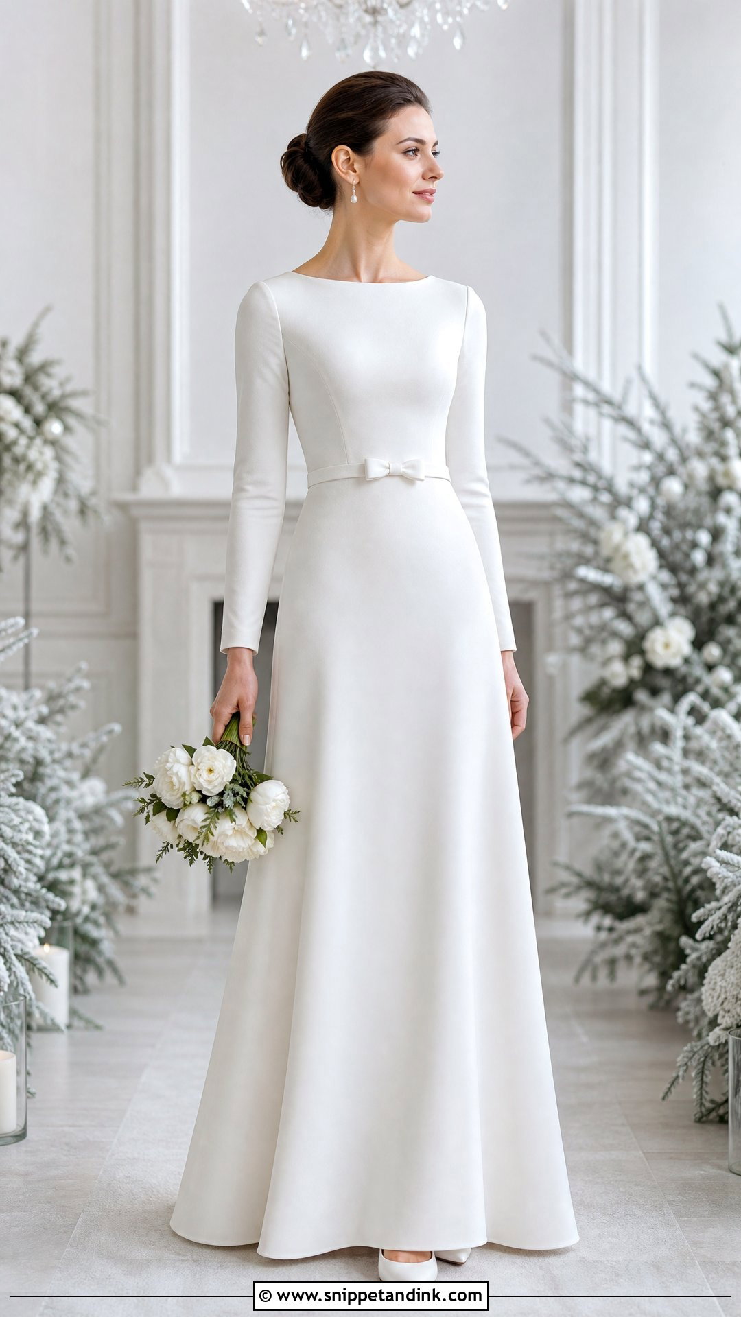 Long Sleeve Wedding Dress with a Waist Bow - Snippet and Ink - 20 Wedding Dress with a Bow Ideas