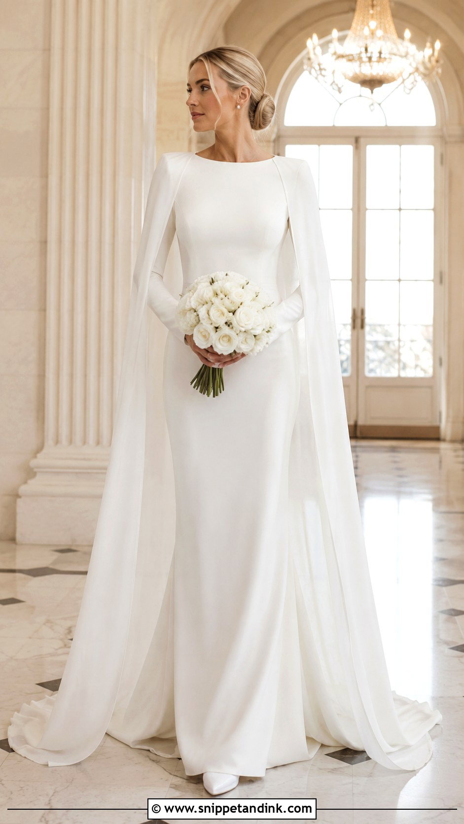 Long Sleeve Wedding Gown With Shoulder Cape - Snippet and Ink - 20 Wedding Gown with Cape Ideas