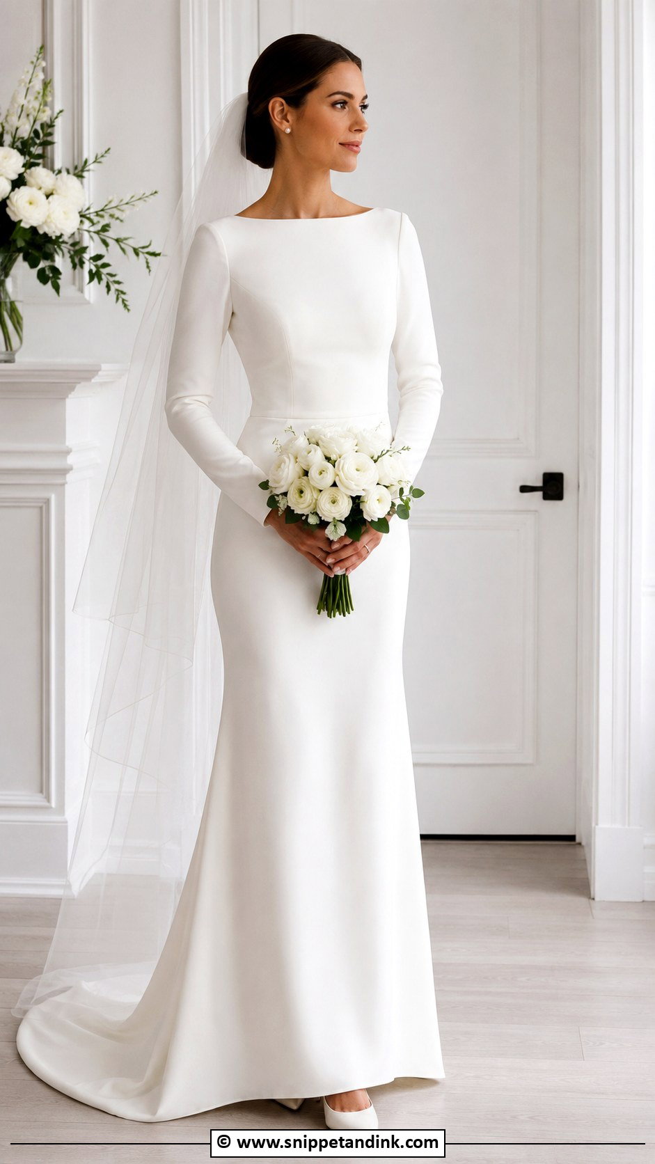 Long Sleeve Wedding Gown - Snippet and Ink - 25 Minimalist Wedding Gown Ideas
