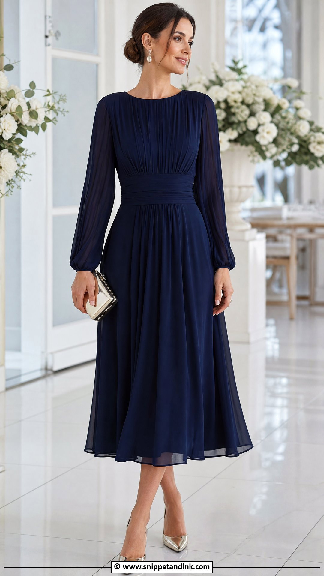 Long Sleeve Wedding Guest Dress Outfit - Snippet and Ink - 30 What to Wear to a Wedding Ideas