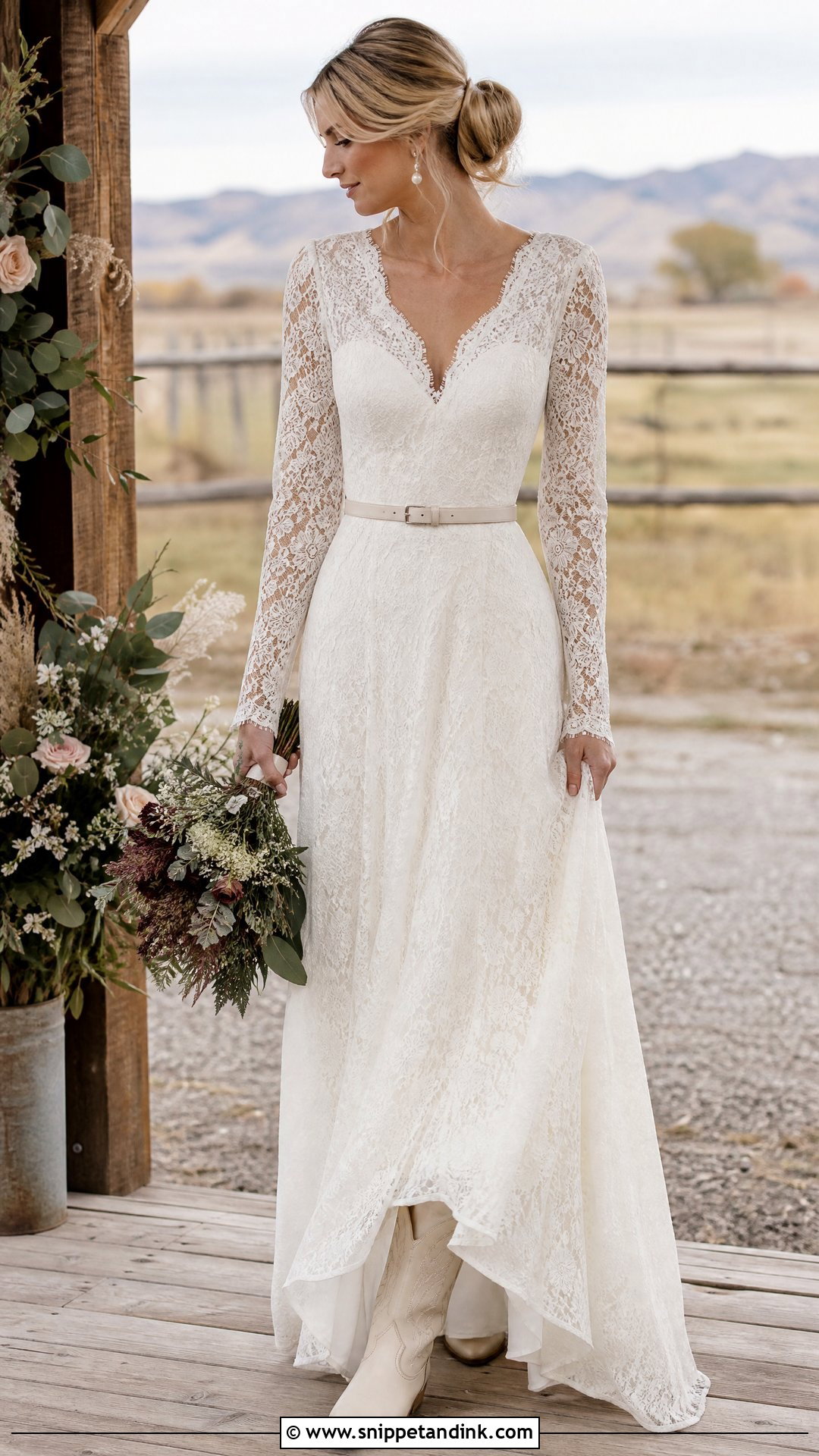 Long Sleeve Western Wedding Dress - Snippet and Ink - 20 Western Style Wedding Dresses