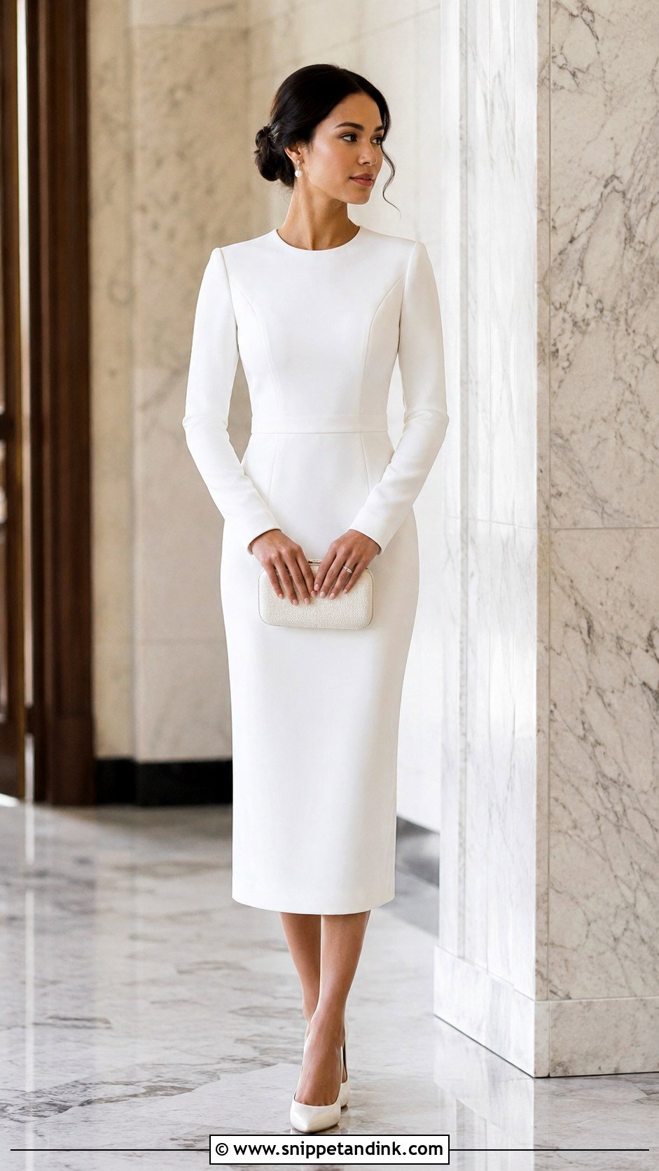 Long Sleeve White Court Wedding Dress - Snippet and Ink - 25 Simple Court Wedding Dress Ideas