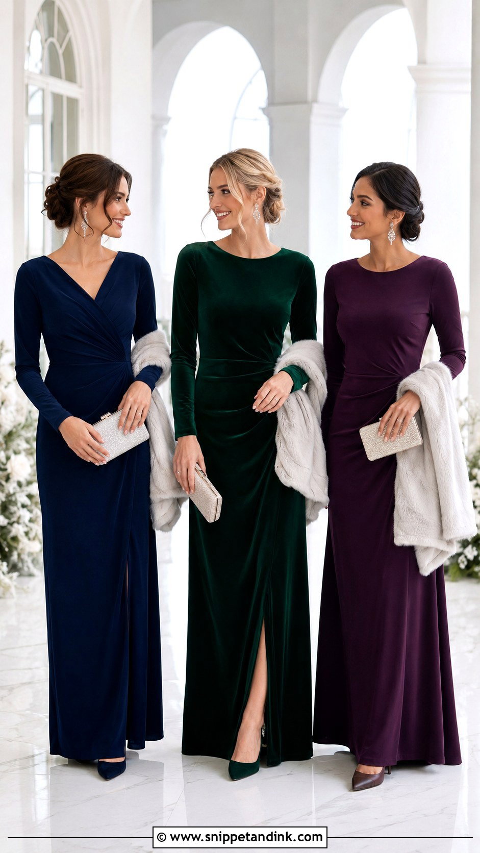 Long Sleeve Winter Bridal Party Dresses - Snippet and Ink - 20 Bridal Party Attire Ideas