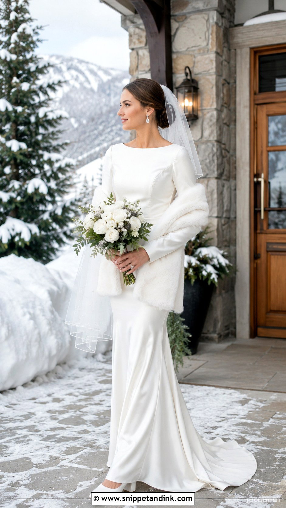 Long Sleeve Winter Bride Outfit - Snippet and Ink - 20 Bride Fashion Ideas