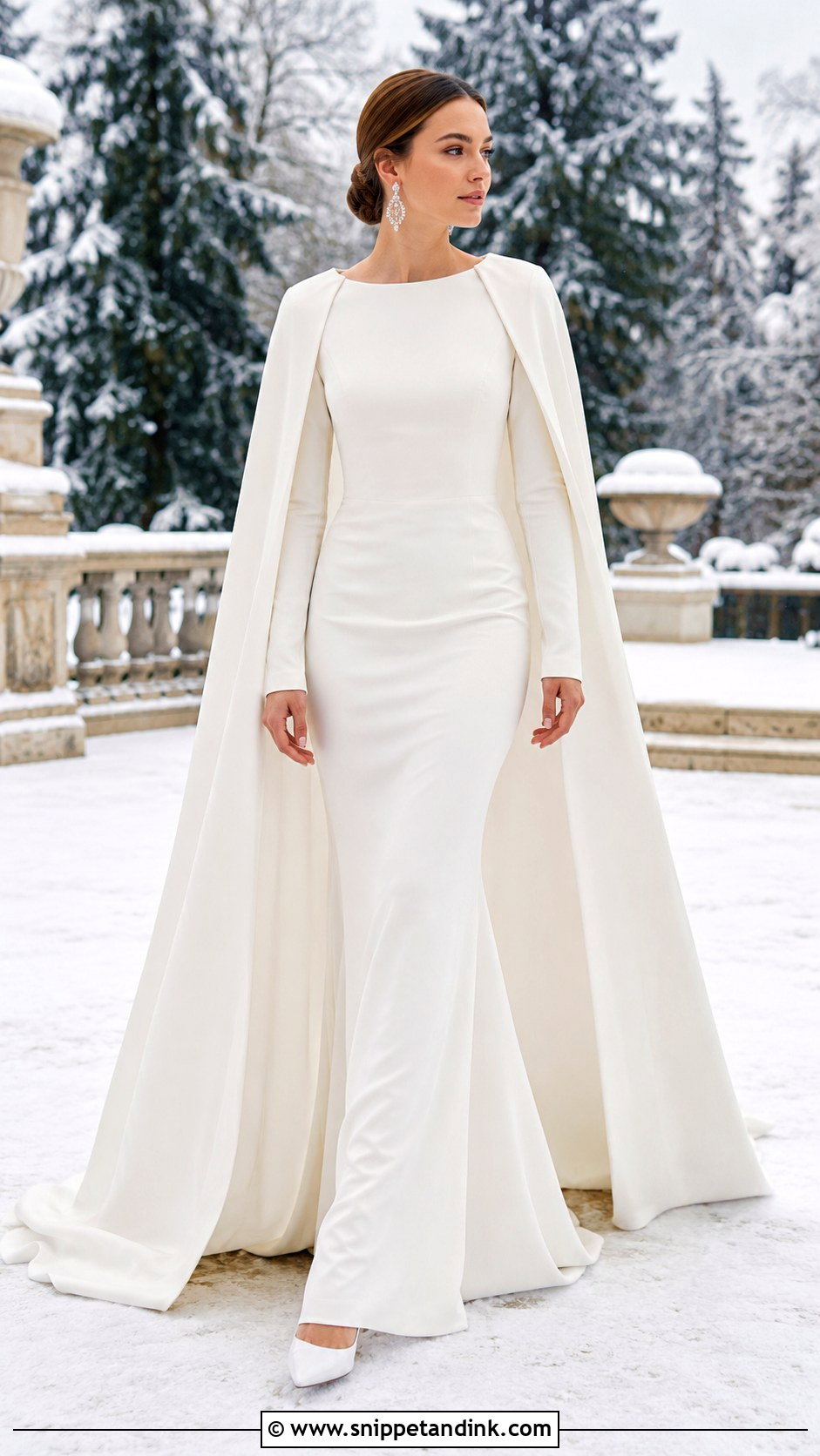 Long Sleeve Winter Wedding Dress With Cape - Snippet and Ink - 20 Long Sleeve Winter Wedding Dress Ideas