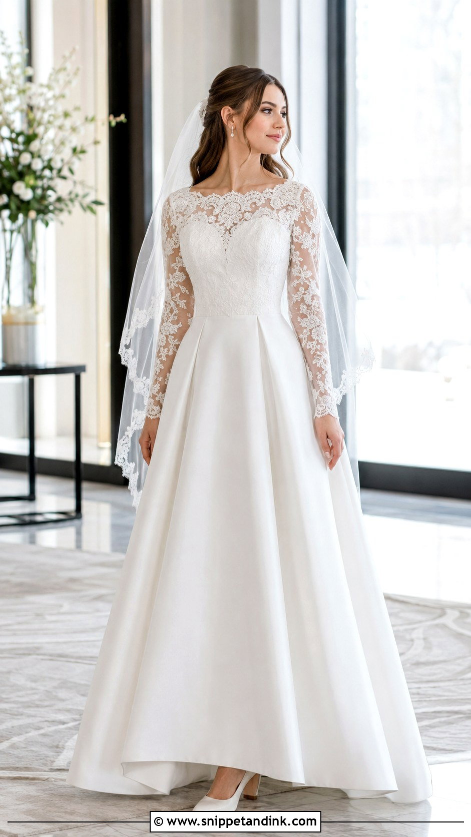 Long Sleeve Winter Wedding Dress With Detachable Sleeves - Snippet and Ink - 20 Long Sleeve Winter Wedding Dress Ideas