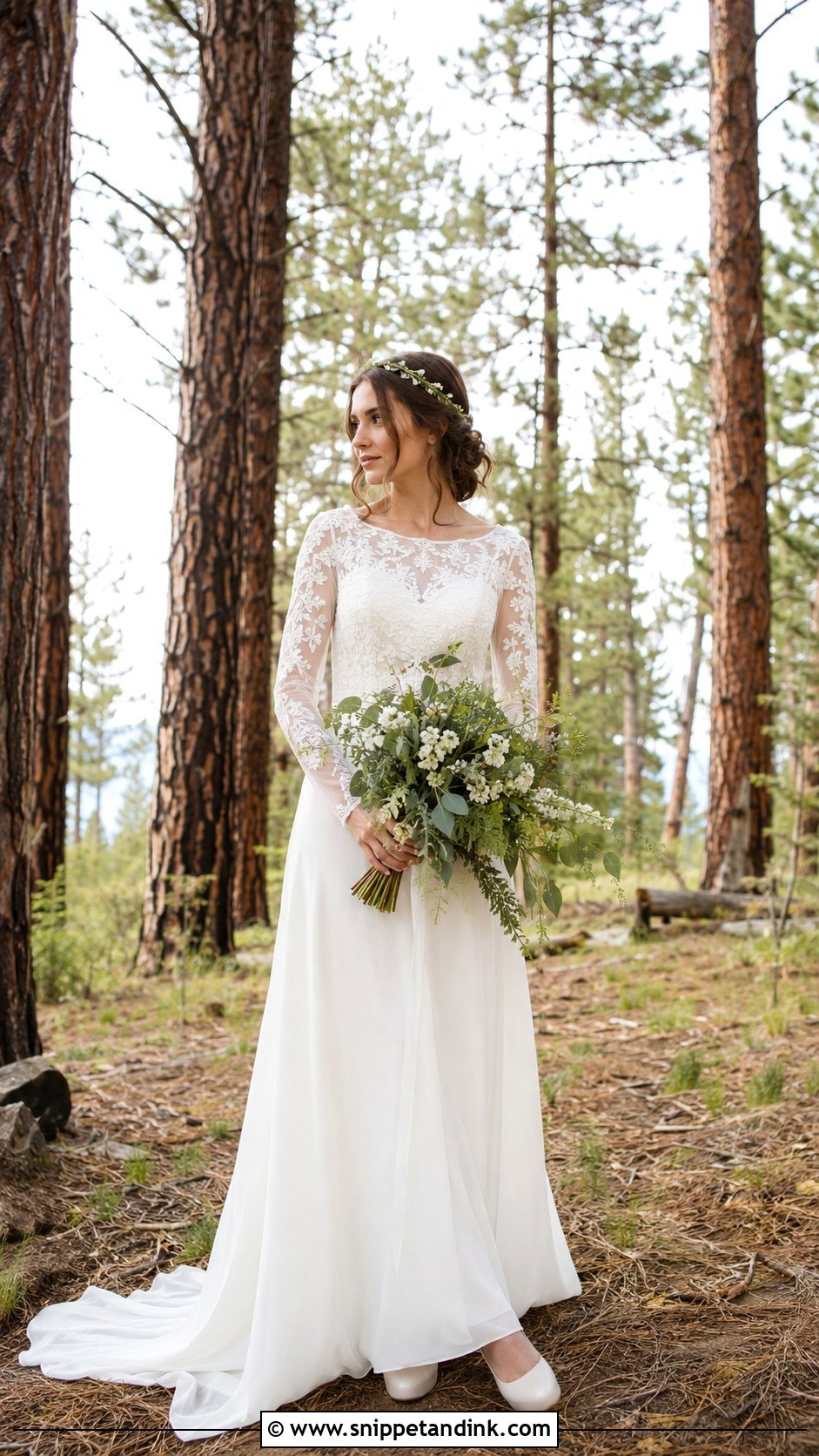 Long Sleeve Woodland Wedding Dress - Snippet and Ink - 25 Enchanted Forest Wedding Dress Ideas