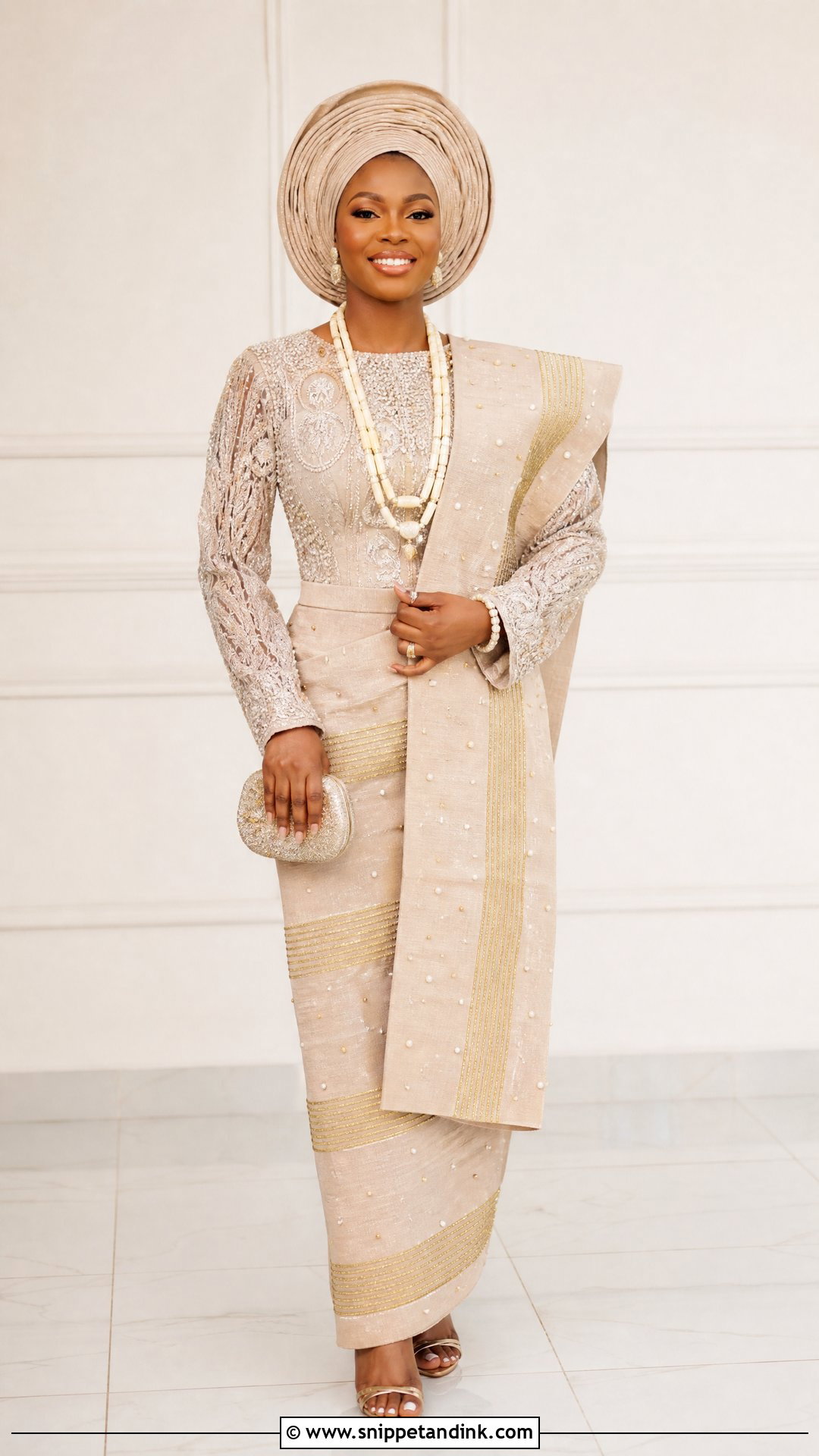 Long Sleeve Yoruba Bridal Attire - Snippet and Ink - 25 Yoruba Bride Traditional Attire Ideas