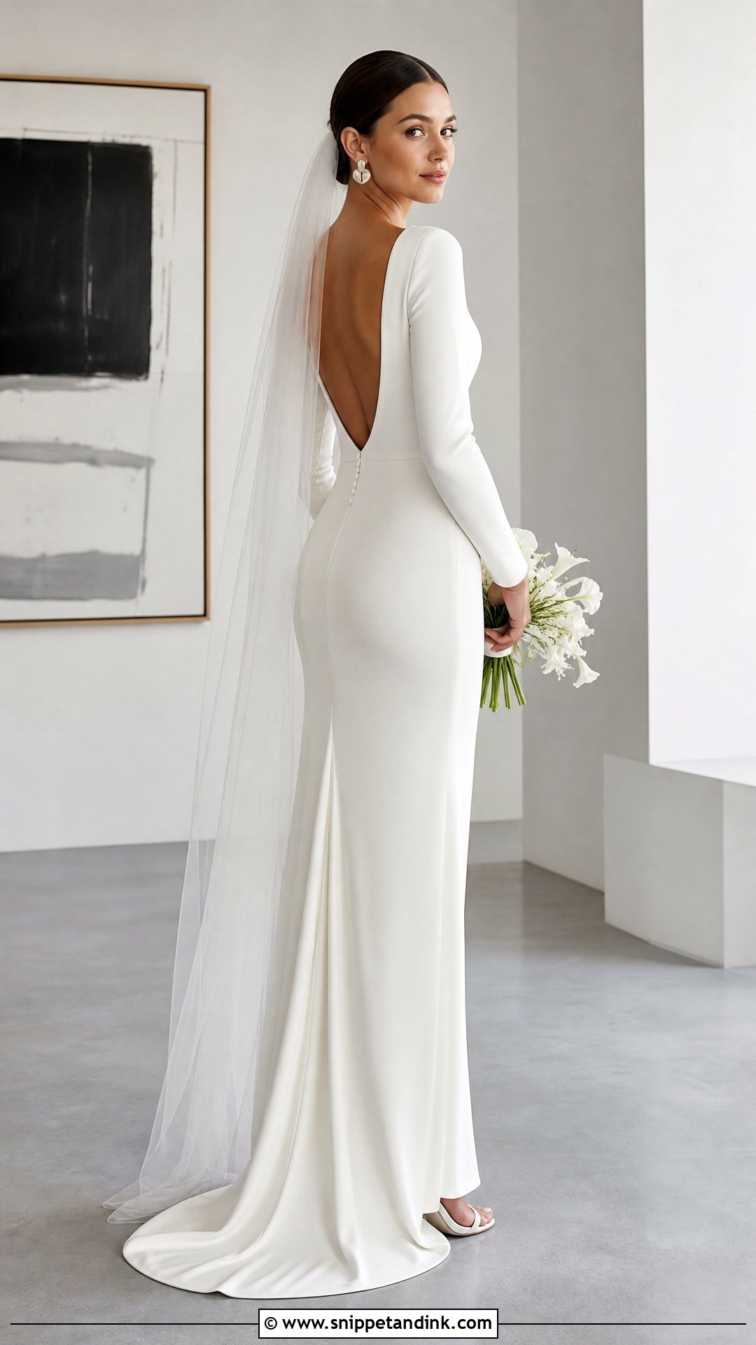 Long Sleeved Crepe Wedding Dress - Snippet and Ink - 25 Long Sleeved Wedding Dress Ideas