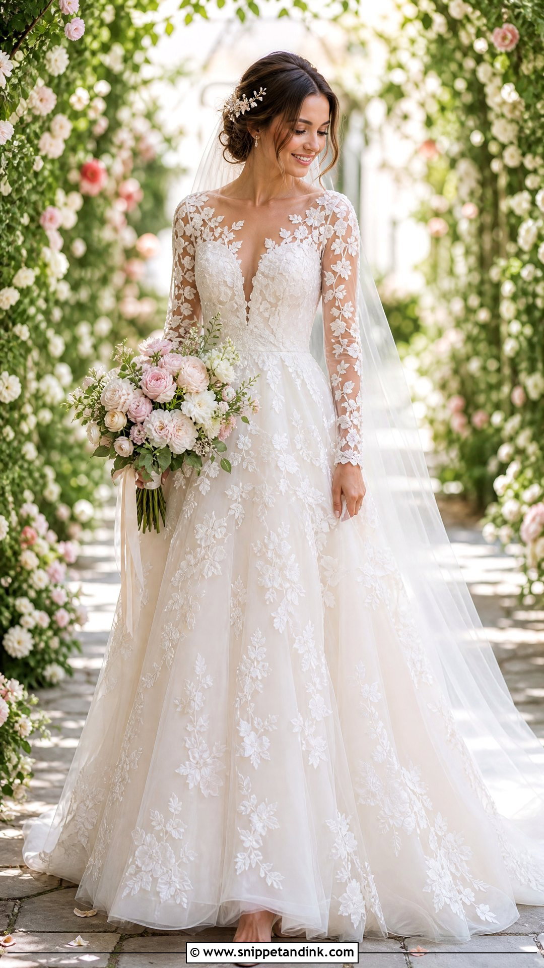 Long Sleeved Floral Wedding Dress - Snippet and Ink - 25 Long Sleeved Wedding Dress Ideas
