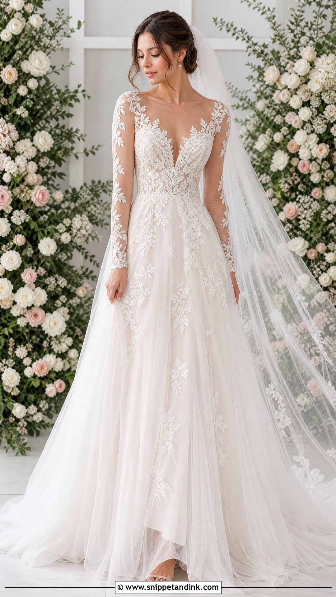 Long Sleeved Illusion Wedding Dress - Snippet and Ink - 25 Long Sleeved Wedding Dress Ideas
