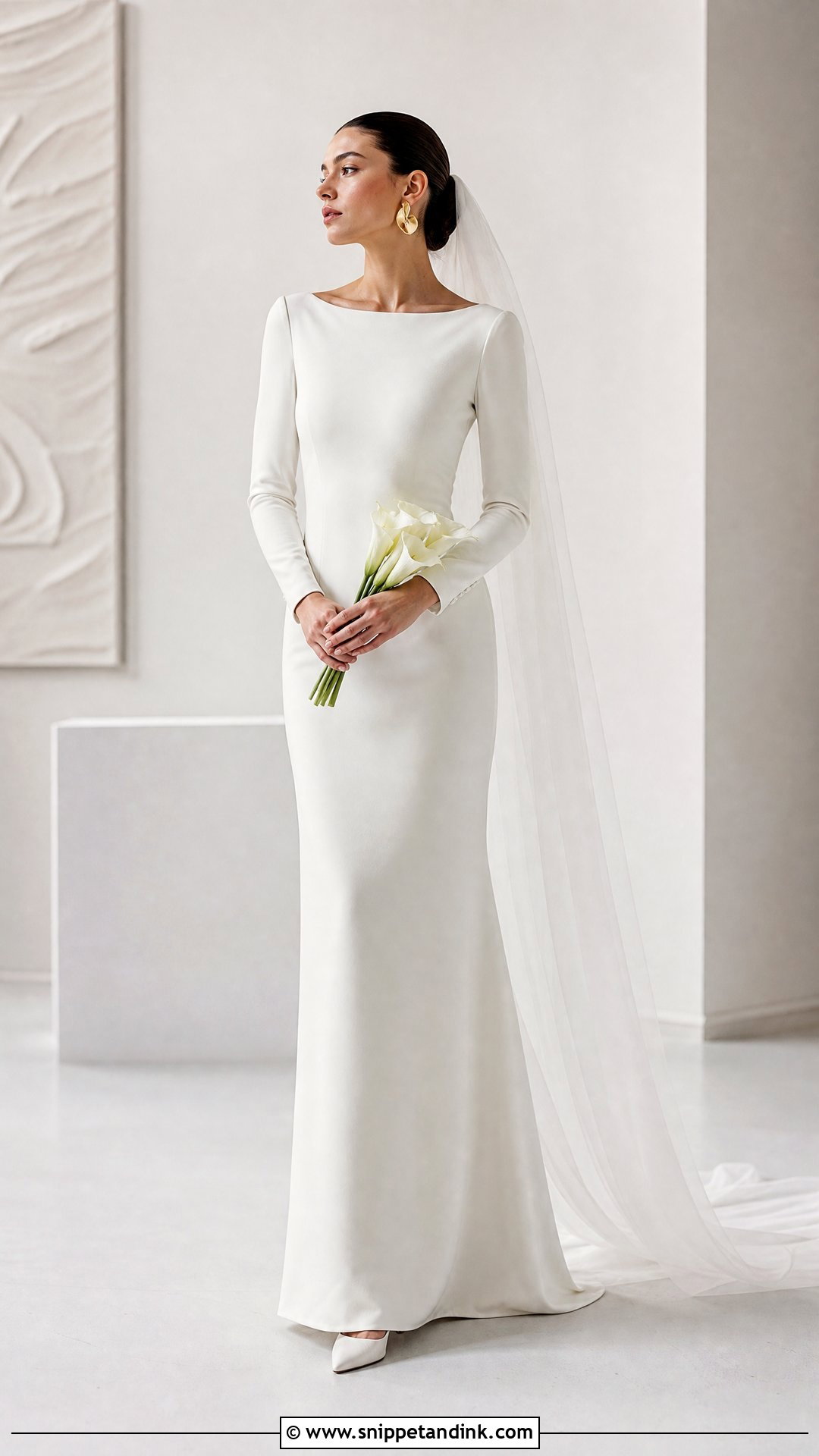 Long Sleeved Minimalist Wedding Dress - Snippet and Ink - 25 Long Sleeved Wedding Dress Ideas