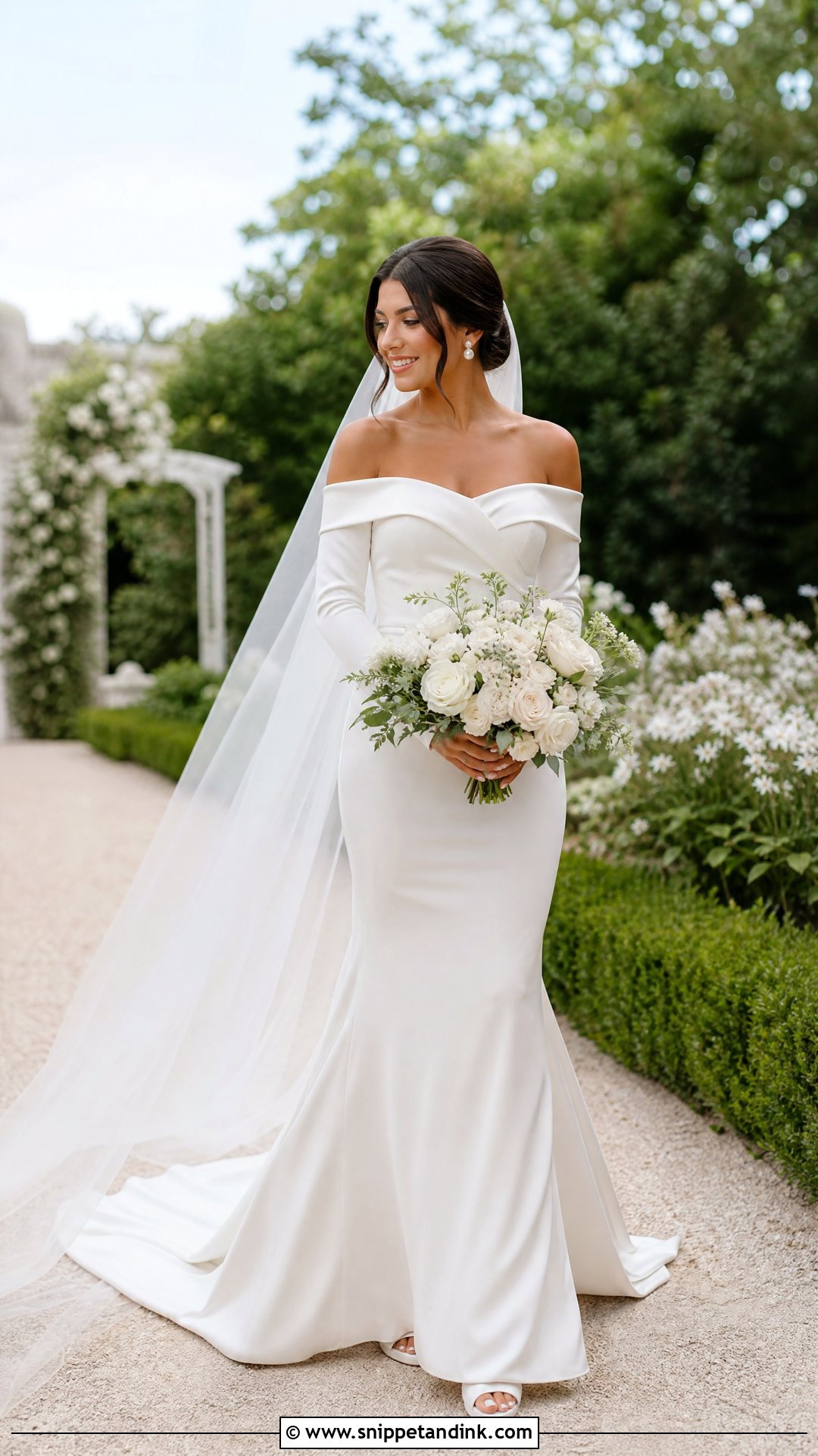 Long Sleeved Off Shoulder Wedding Dress - Snippet and Ink - 25 Long Sleeved Wedding Dress Ideas