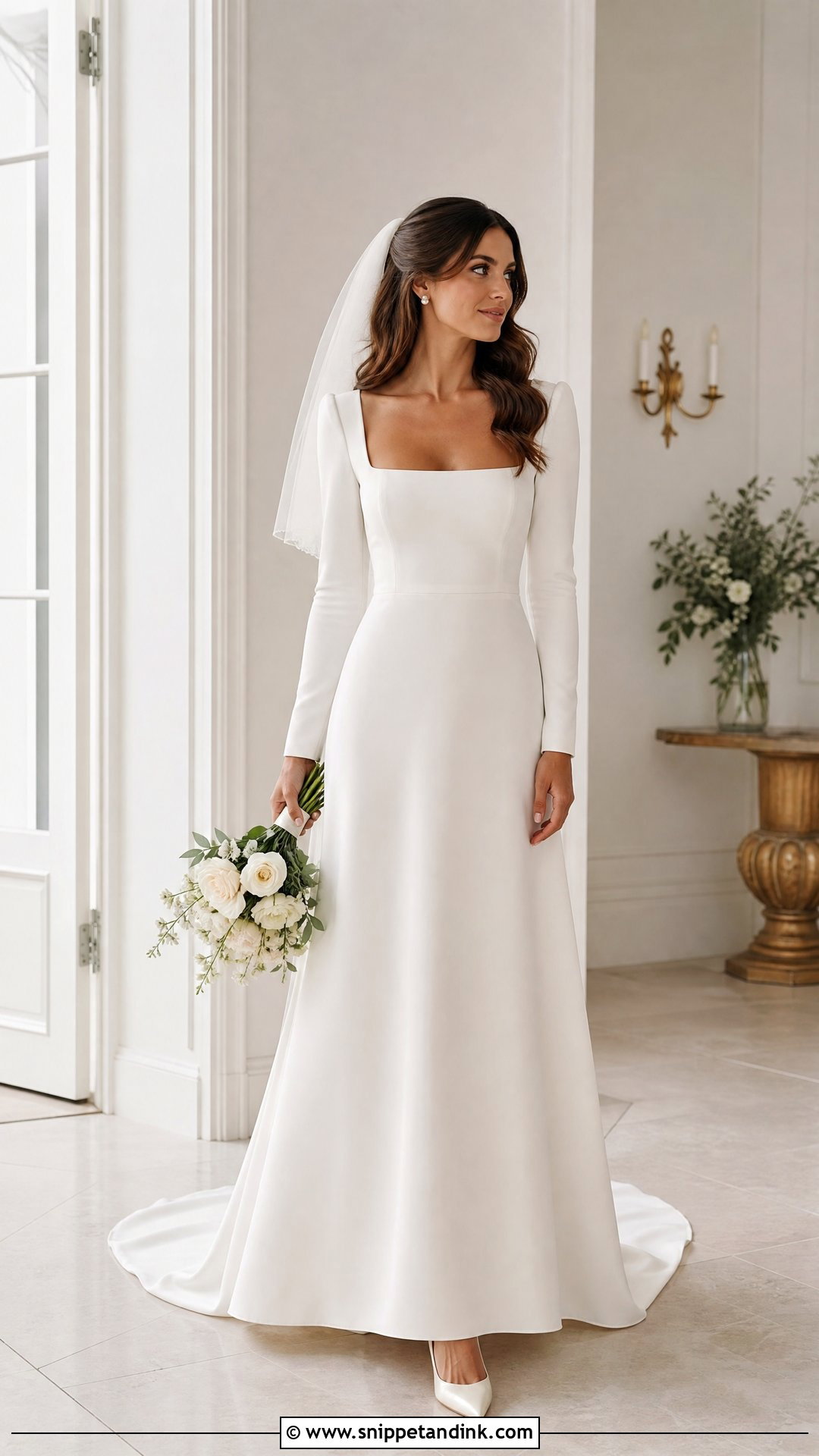 Long Sleeved Square Neck Wedding Dress - Snippet and Ink - 25 Long Sleeved Wedding Dress Ideas