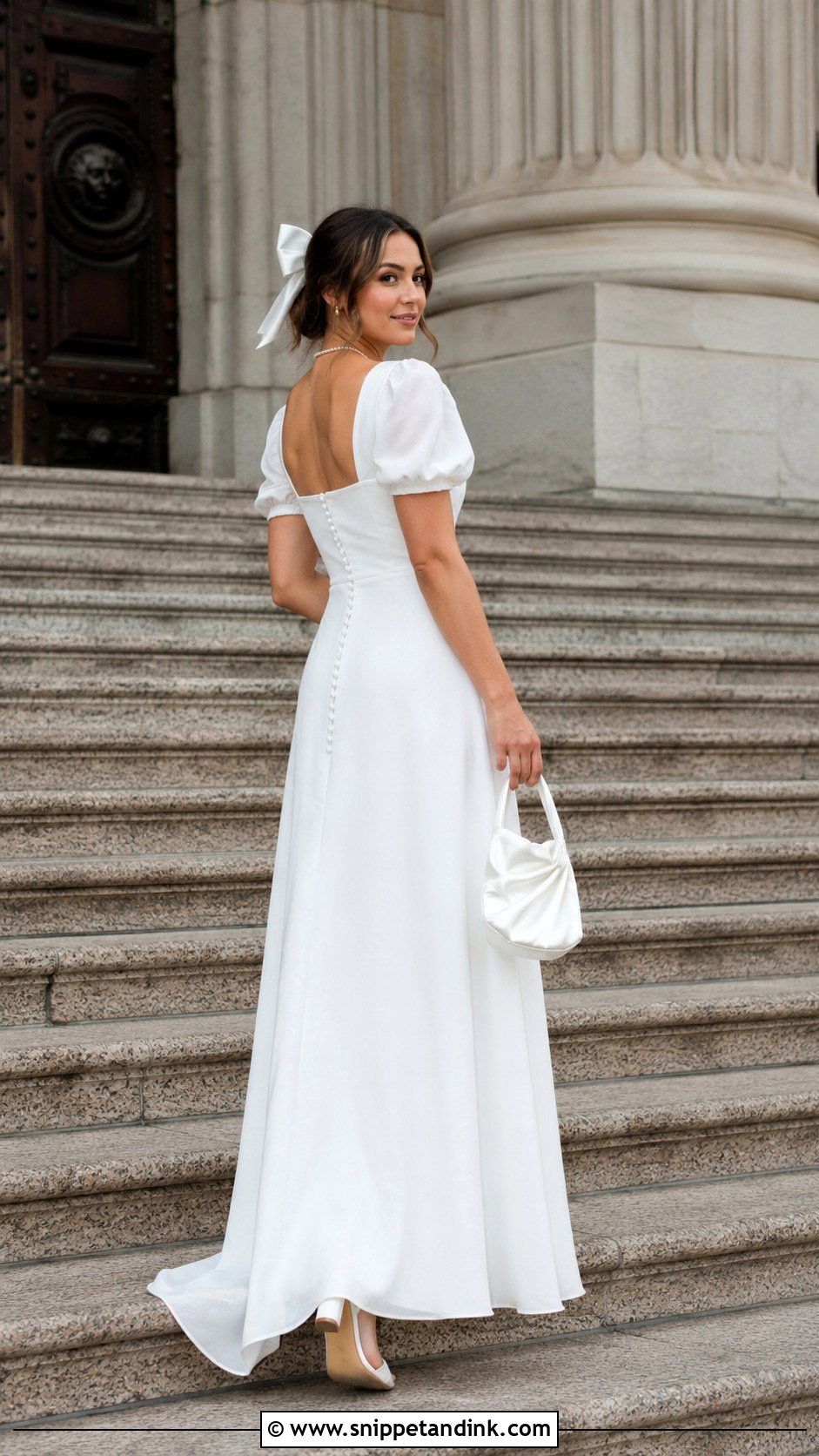 Long Square Neck Elopement Dress - Snippet and Ink - 20 Long Elopement Dress Ideas